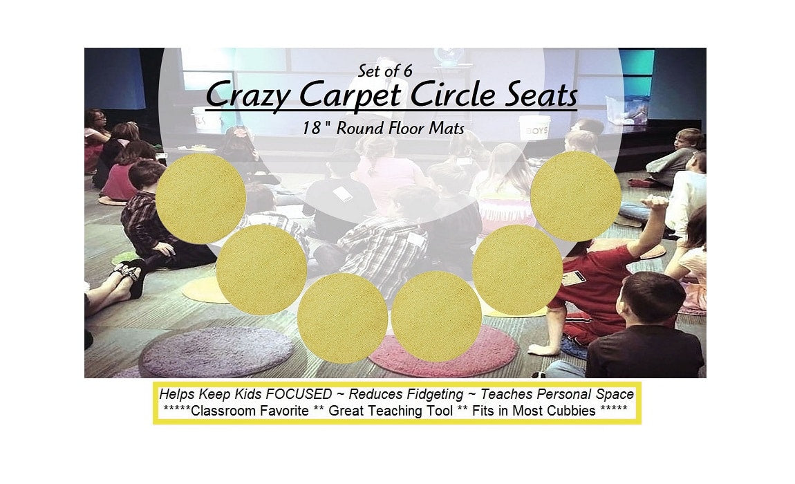Children’s Classroom Carpet Circle Seats – Multiple Colors | 18” Round Soft Floor Cushions