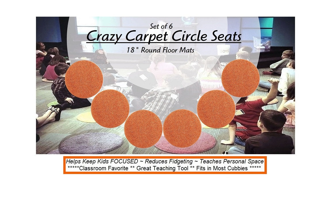Children’s Classroom Carpet Circle Seats – Multiple Colors | 18” Round Soft Floor Cushions
