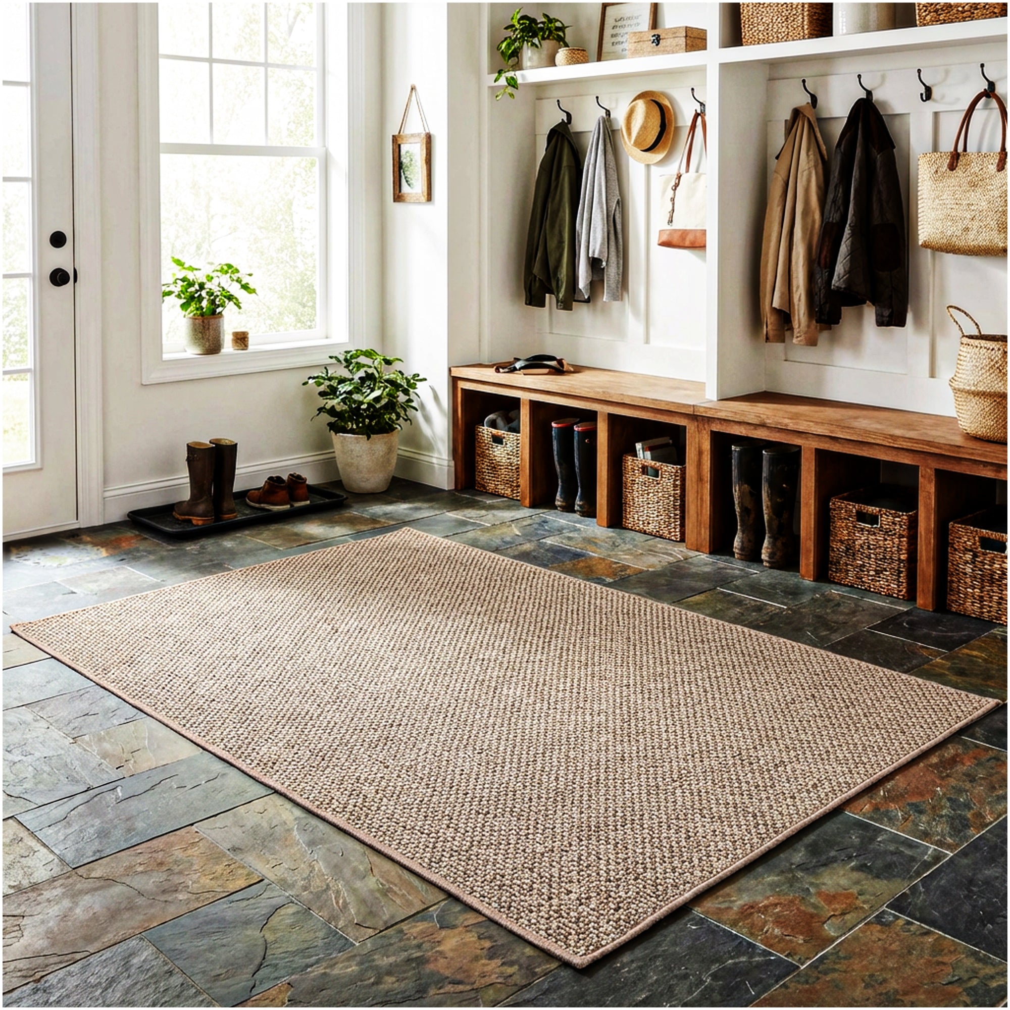 Berber Indoor-Outdoor Area Rug & Runner – Neutral Tones, Custom Sizes