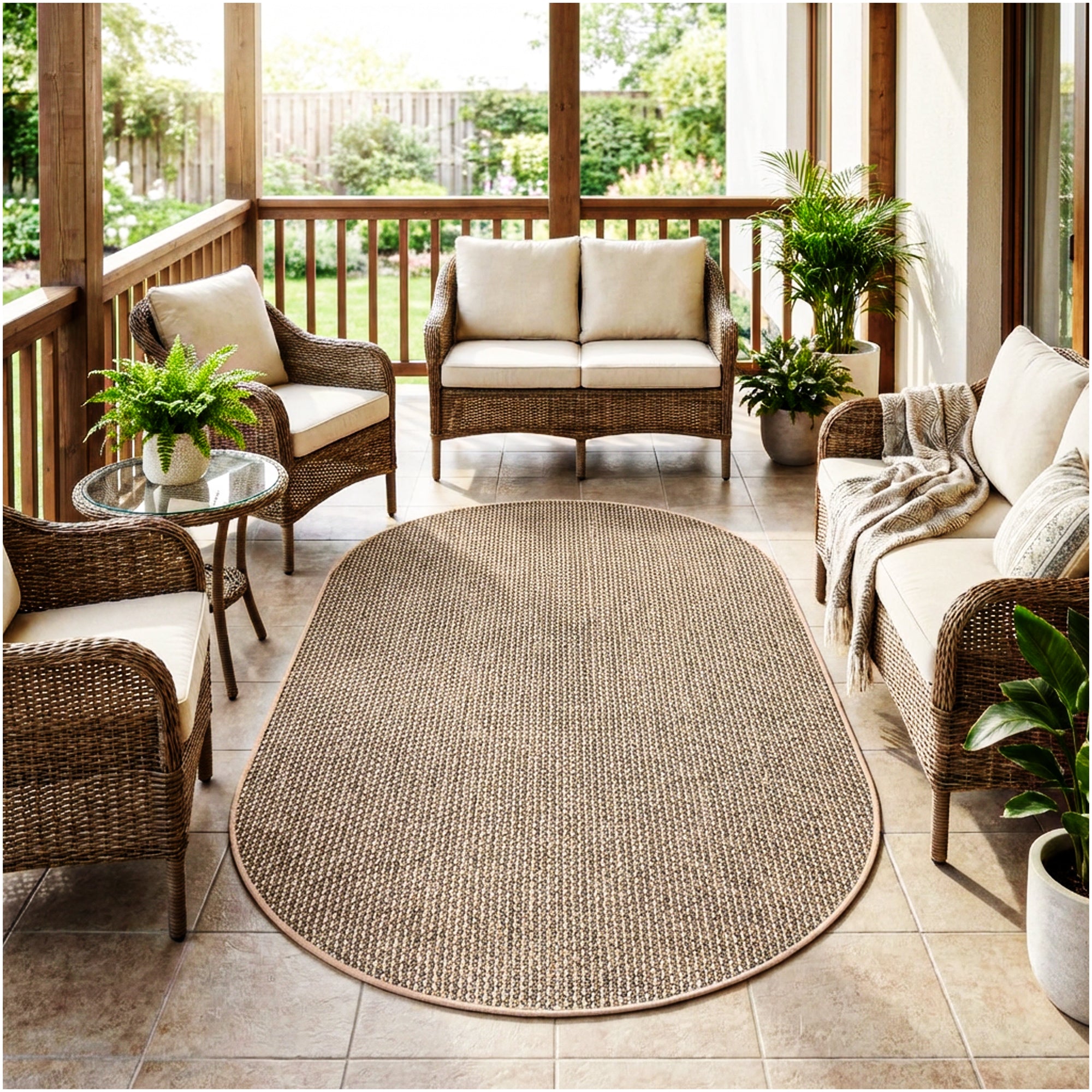 Berber Indoor-Outdoor Area Rug & Runner – Neutral Tones, Custom Sizes