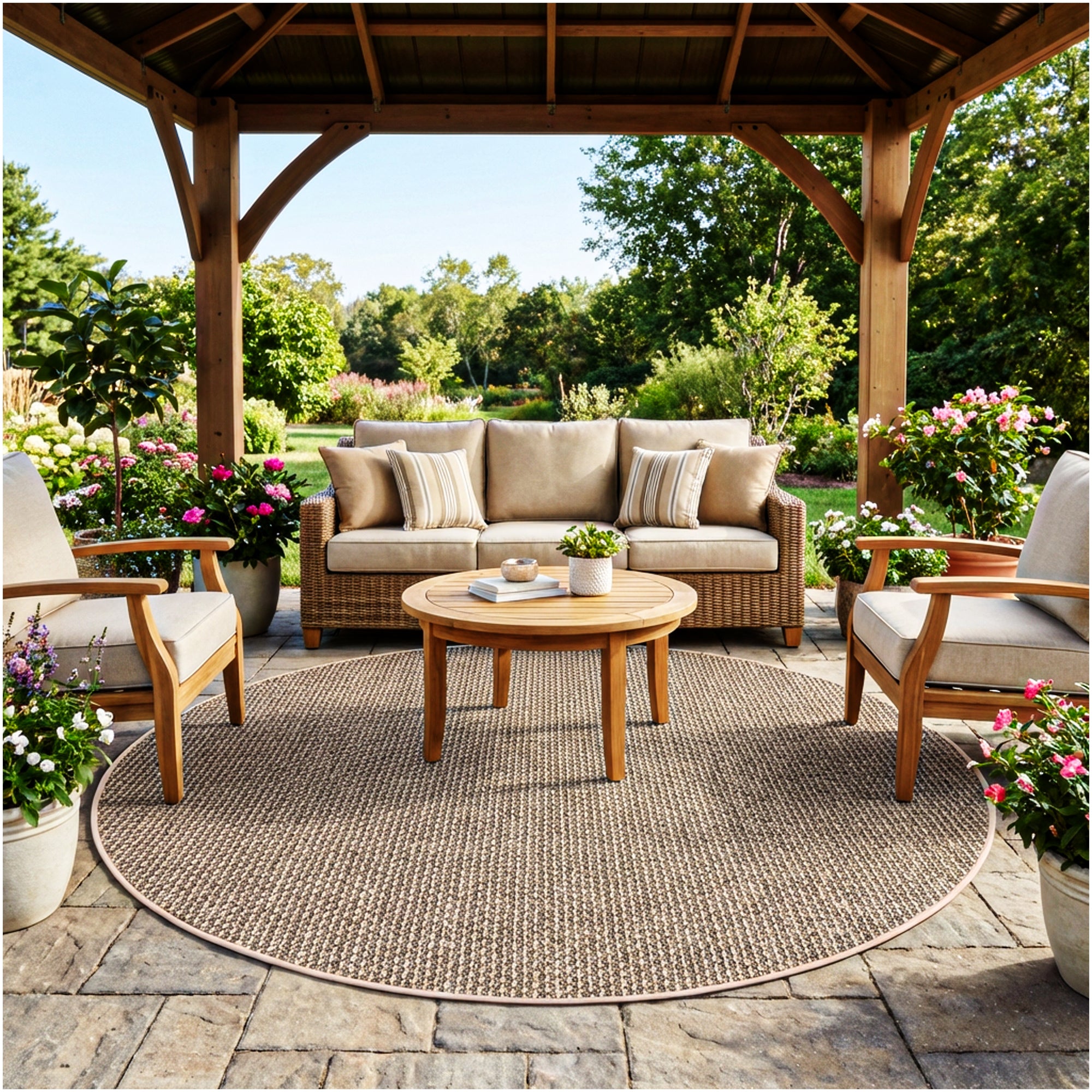 Berber Indoor-Outdoor Area Rug & Runner – Neutral Tones, Custom Sizes