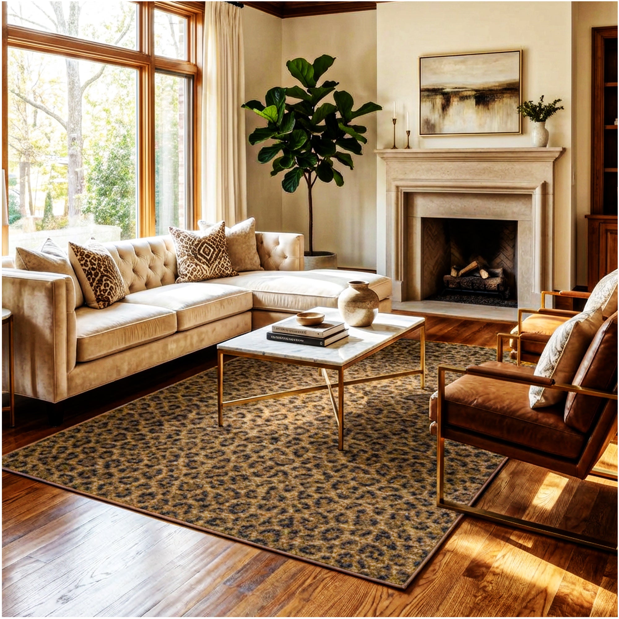 Milliken Exotic Touch Leopard Indoor Area Rug – 40 oz Cut Pile, Custom Sizes & Colors