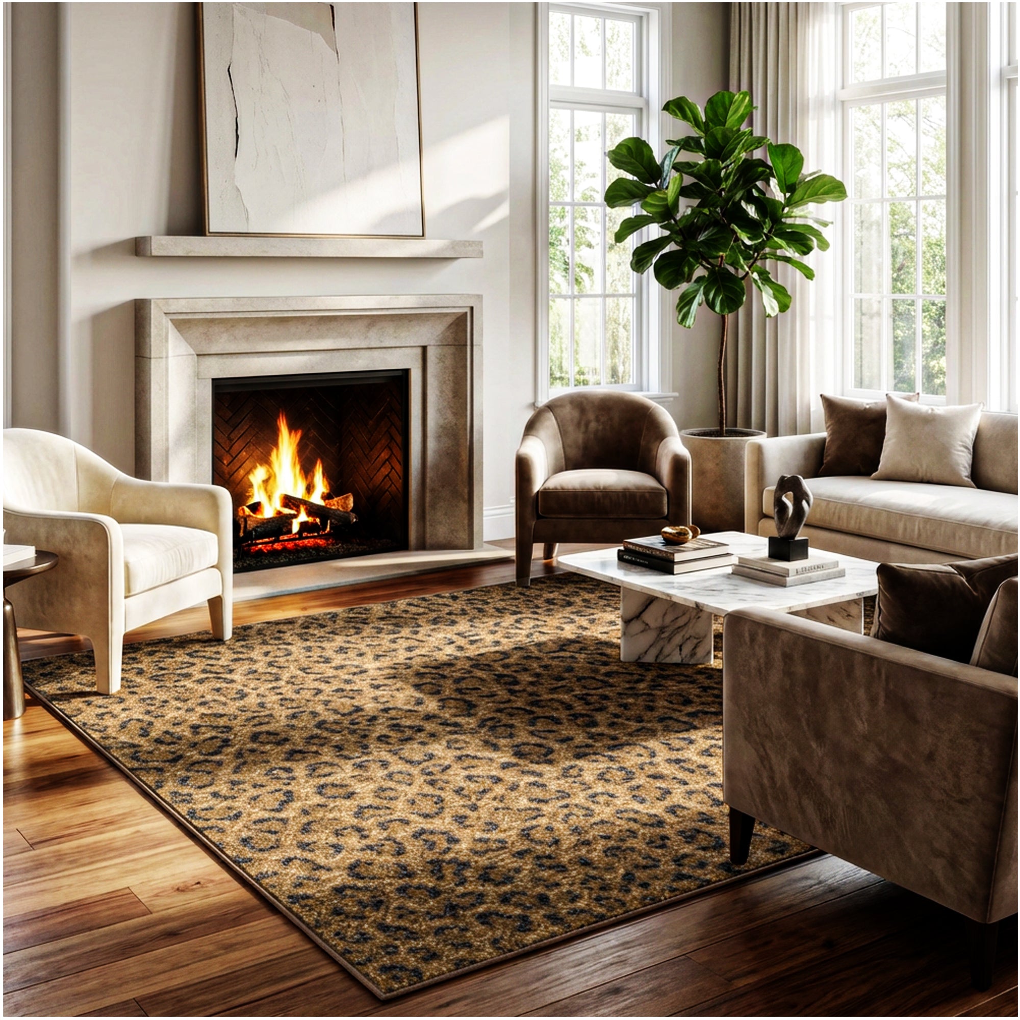 Milliken Exotic Touch Leopard Indoor Area Rug – 40 oz Cut Pile, Custom Sizes & Colors