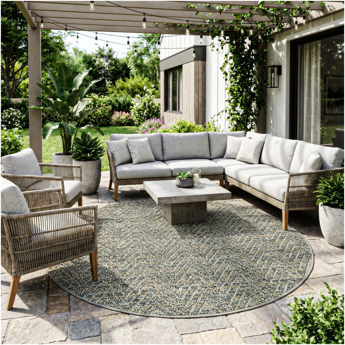 Tortola Chevron Indoor-Outdoor Area Rug | Custom Sizes Available
