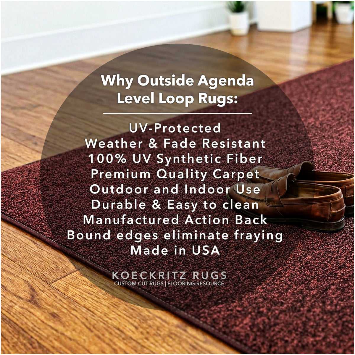 Outside Agenda Indoor Outdoor Rug | Durable Level Loop Rug in Custom Sizes