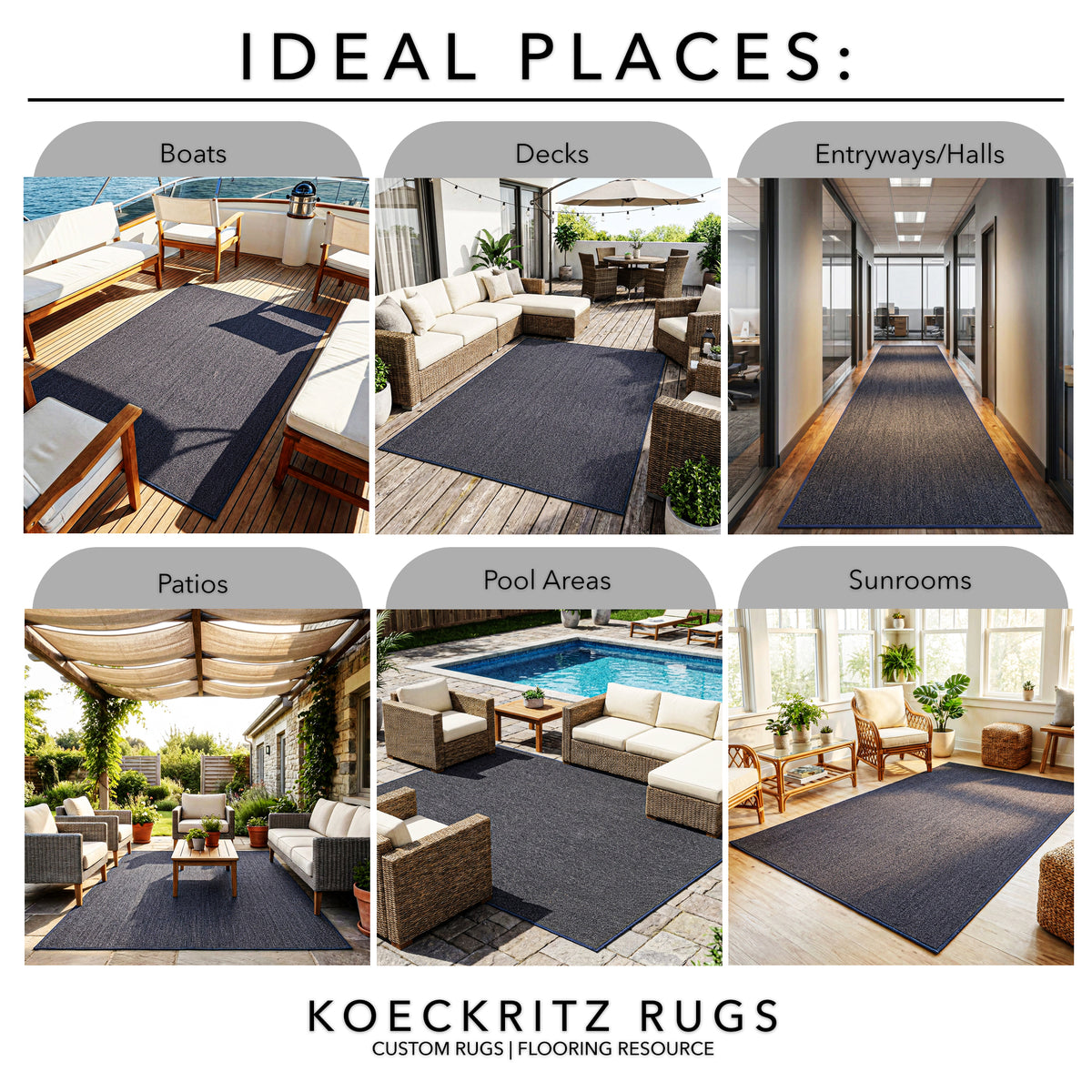 Outside Agenda Indoor Outdoor Rug | Durable Level Loop Rug in Custom Sizes