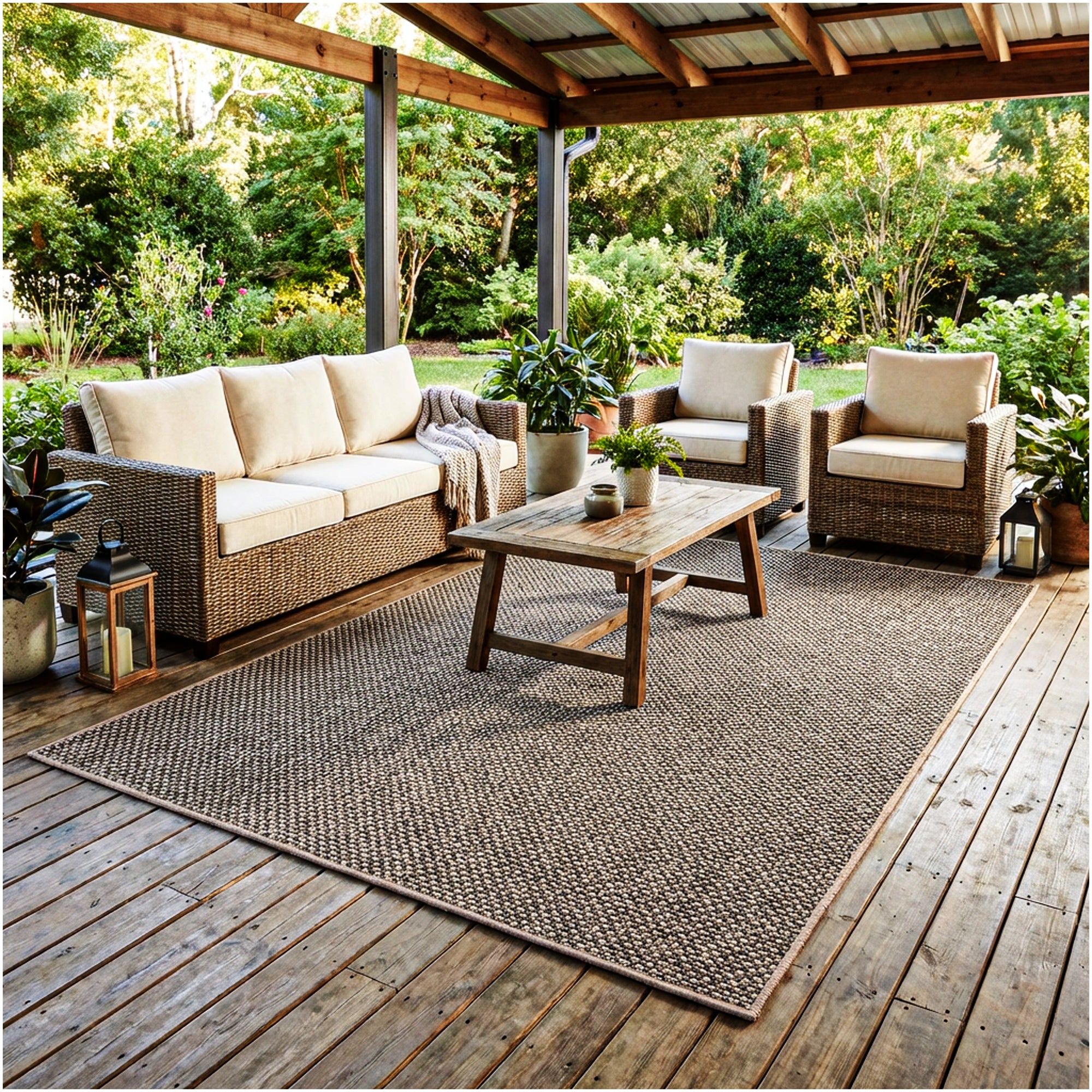 Berber Indoor-Outdoor Area Rug & Runner – Neutral Tones, Custom Sizes