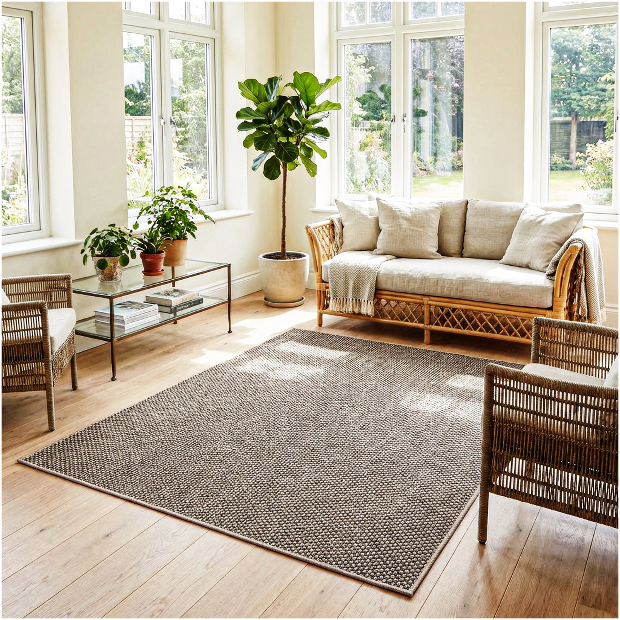 Berber Indoor-Outdoor Area Rug & Runner – Neutral Tones, Custom Sizes