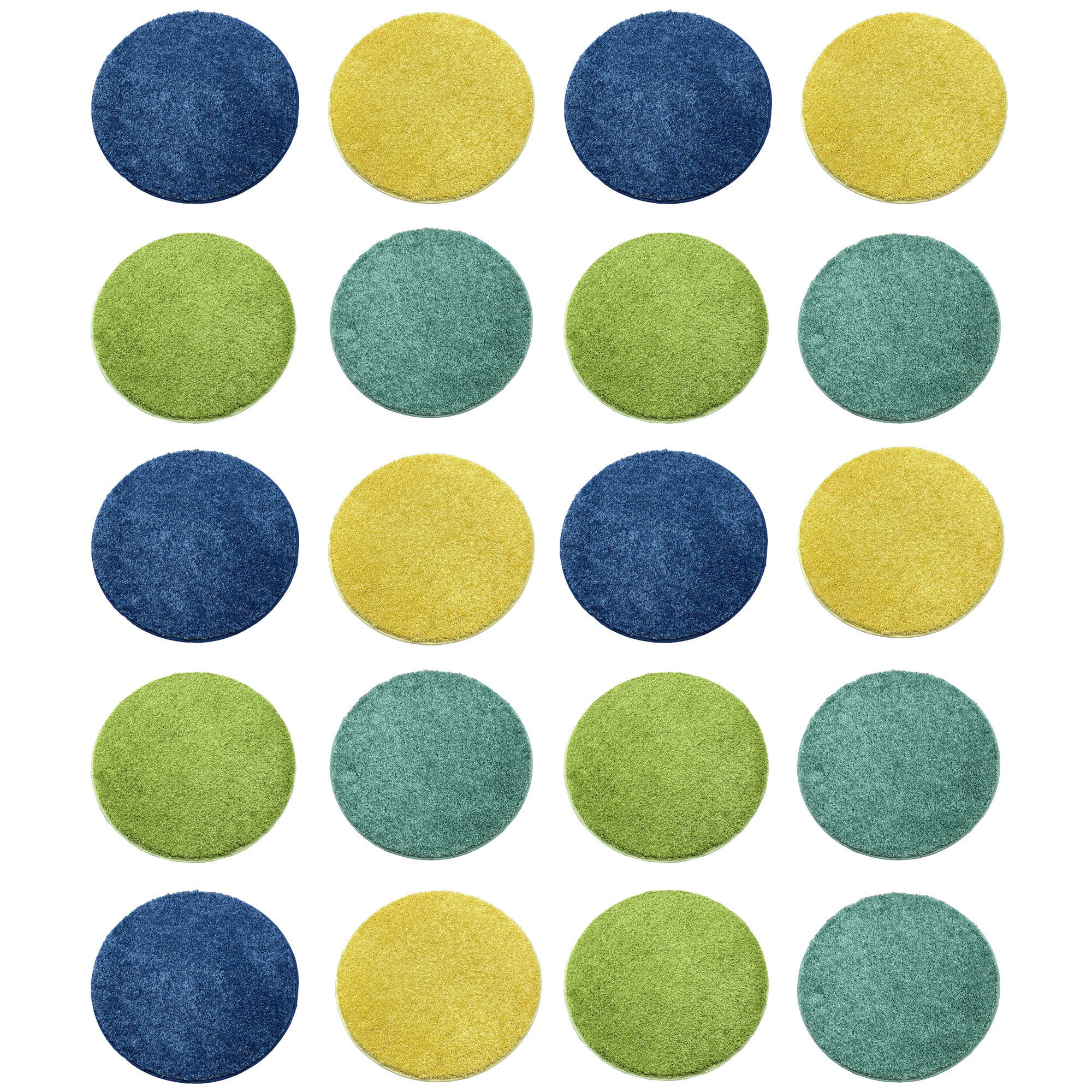 Children’s Carpet Circle Seats – Beach Day Collection Set of 20, 18” Round Soft Classroom Floor Cushions