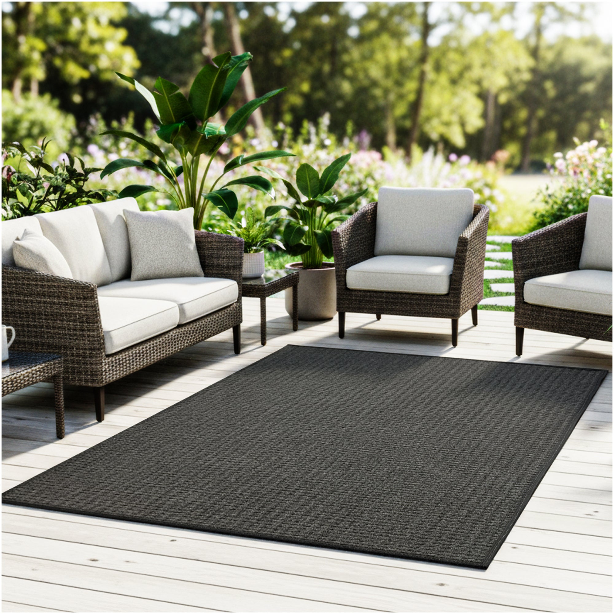 Interlace Waffle Pattern Indoor & Outdoor Rug – Eco-Friendly PET Fiber, Custom Sizes