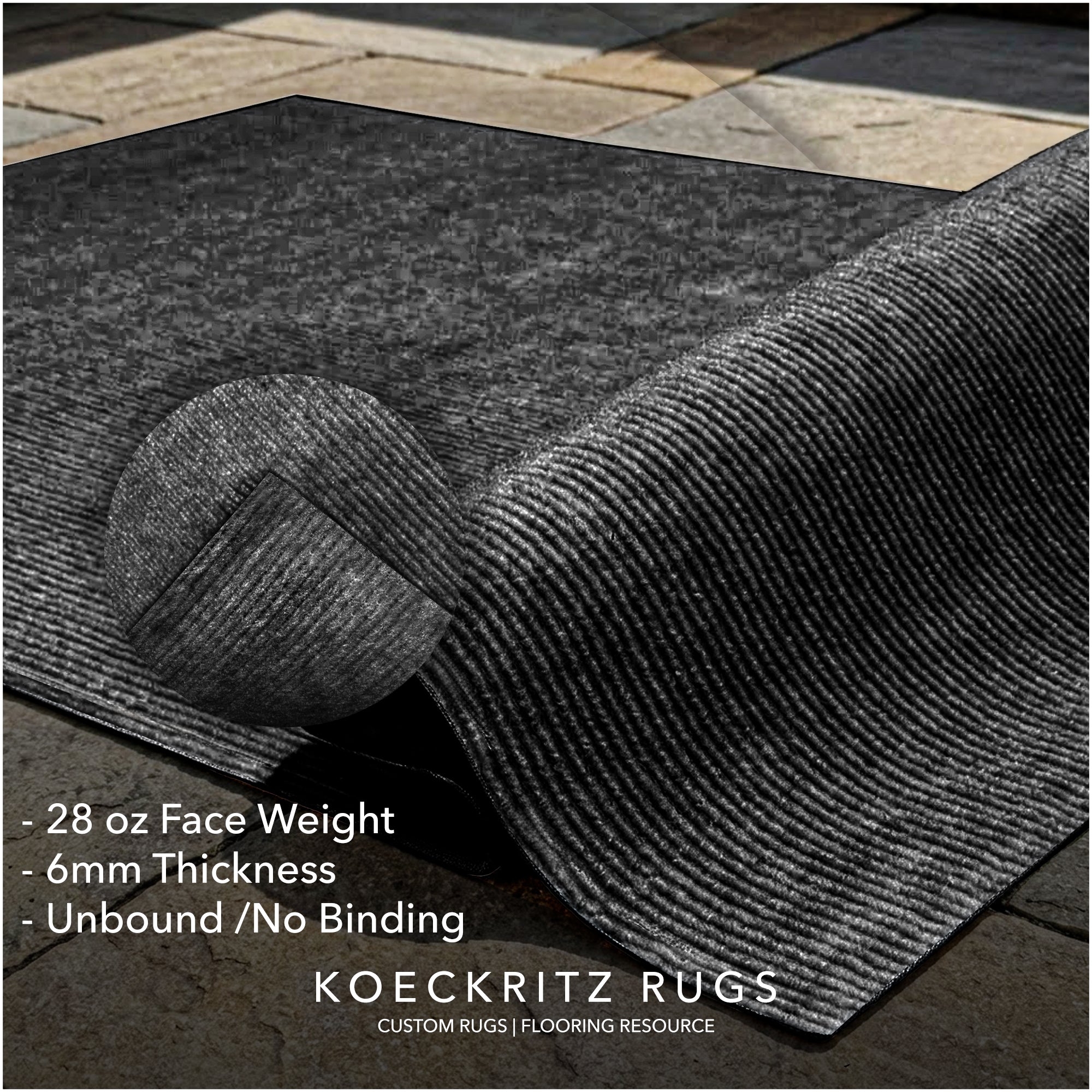 Wassaw Ribbed Indoor/Outdoor Area Rug – Lightweight PET Fiber, 6 Colors