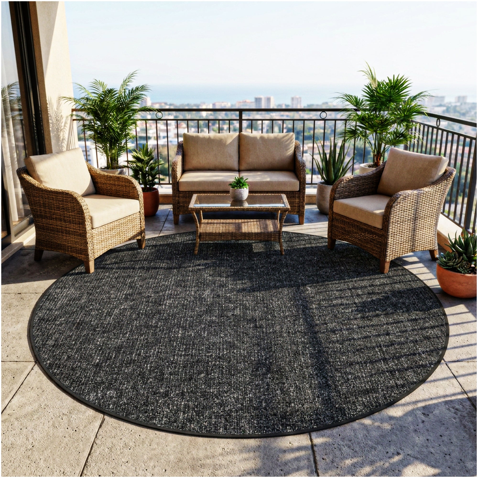 Wassaw Ribbed Indoor/Outdoor Area Rug – Lightweight PET Fiber, 6 Colors