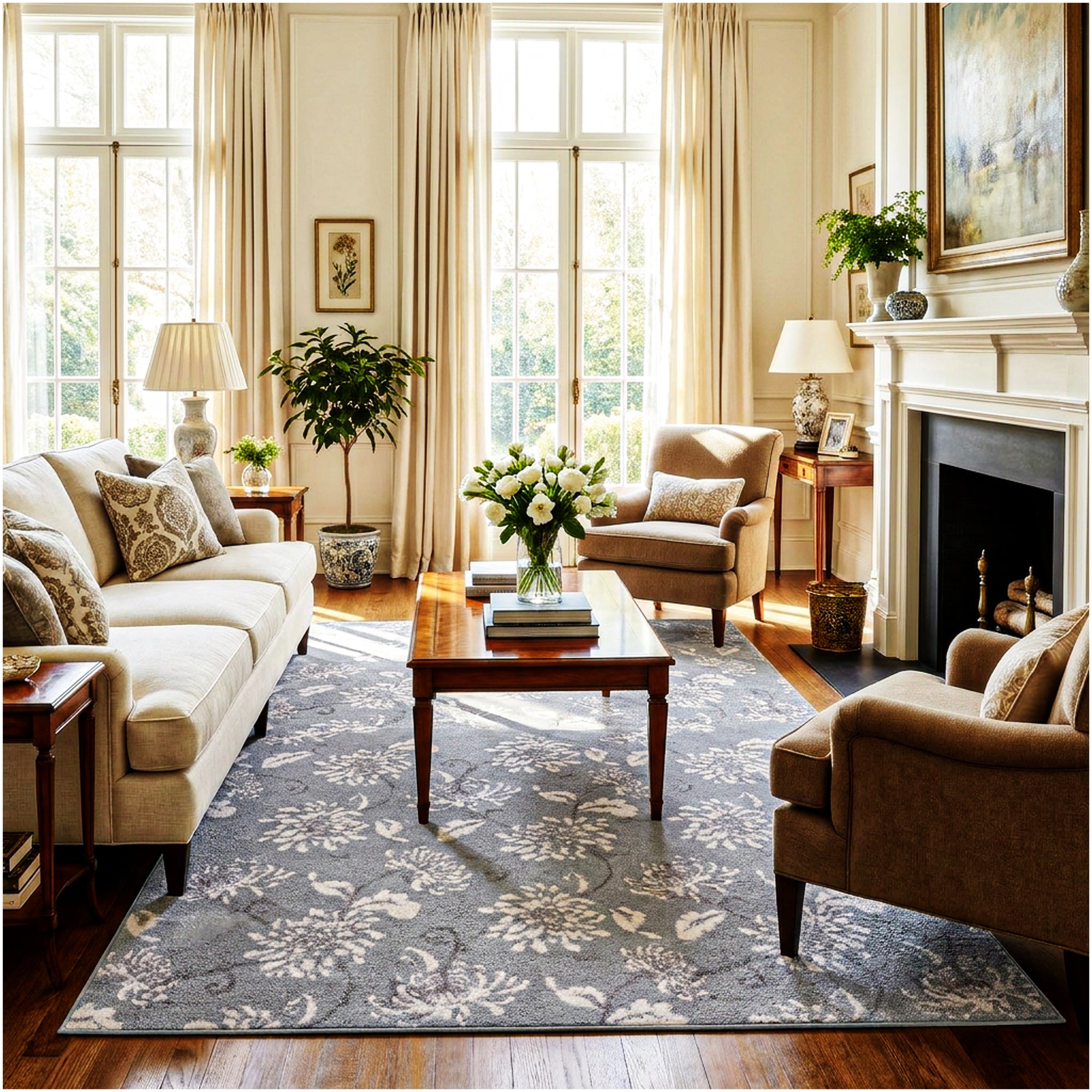 Milliken Grand Fleur Indoor Area Rug – Floral Design, Multiple Colors