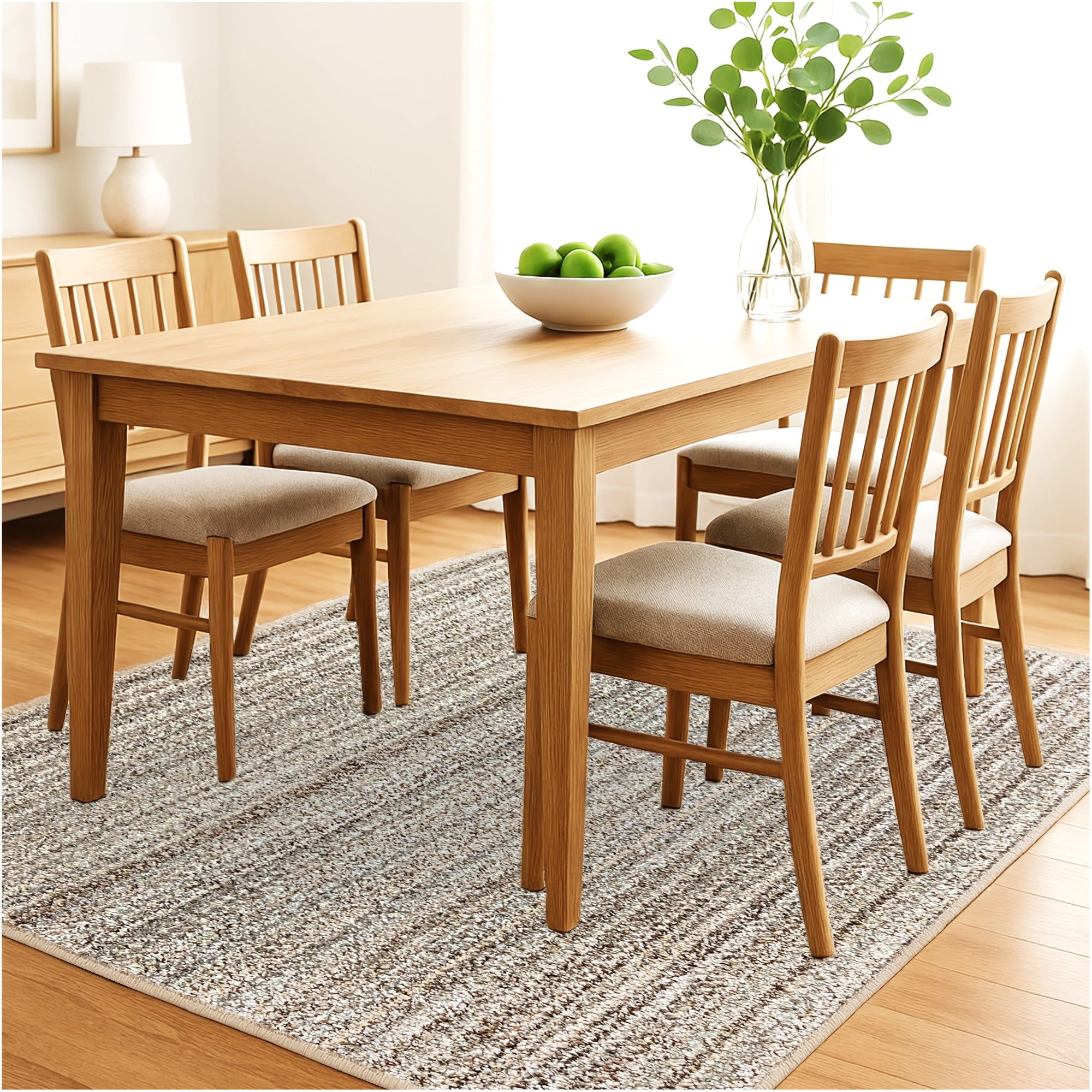 Boho Striped Beige Recycled Berber Loop Area Rug – Custom Size Indoor Carpet