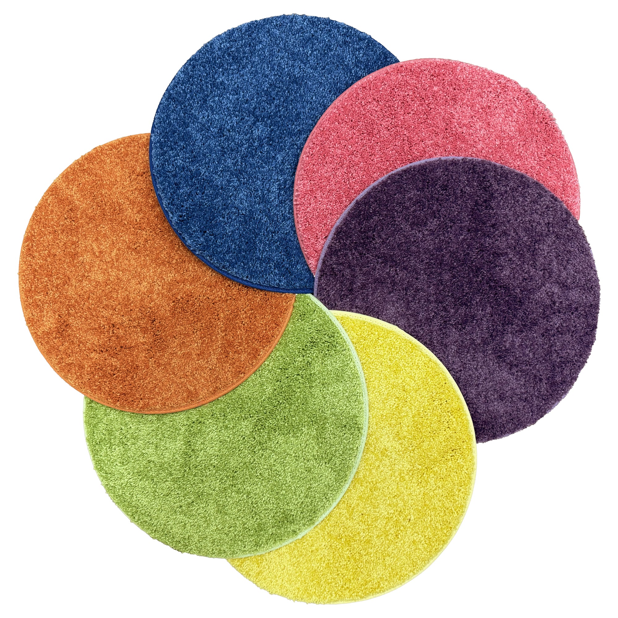 Children’s Carpet Circle Seats – Bright Multi, 18” Round Classroom Floor Cushions