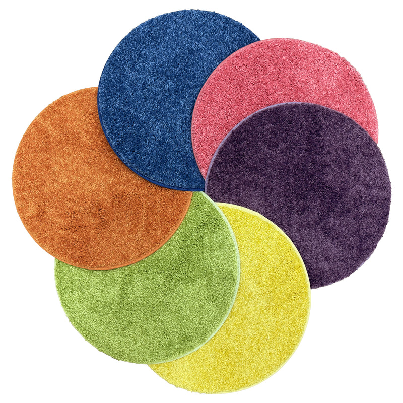 Children’s Carpet Circle Seats – Bright Multi, 18” Round Classroom Floor Cushions