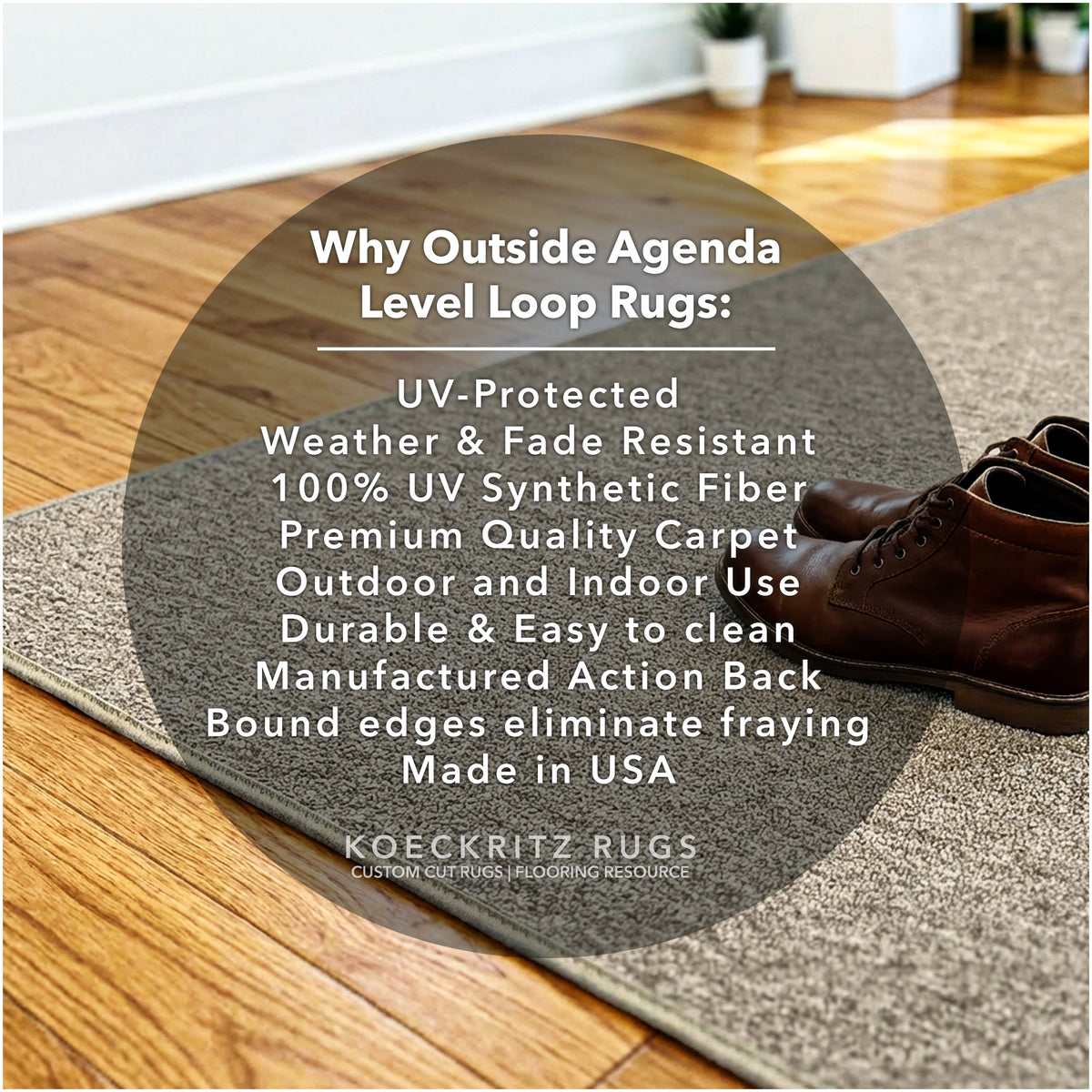 Outside Agenda Indoor Outdoor Rug | Durable Level Loop Rug in Custom Sizes