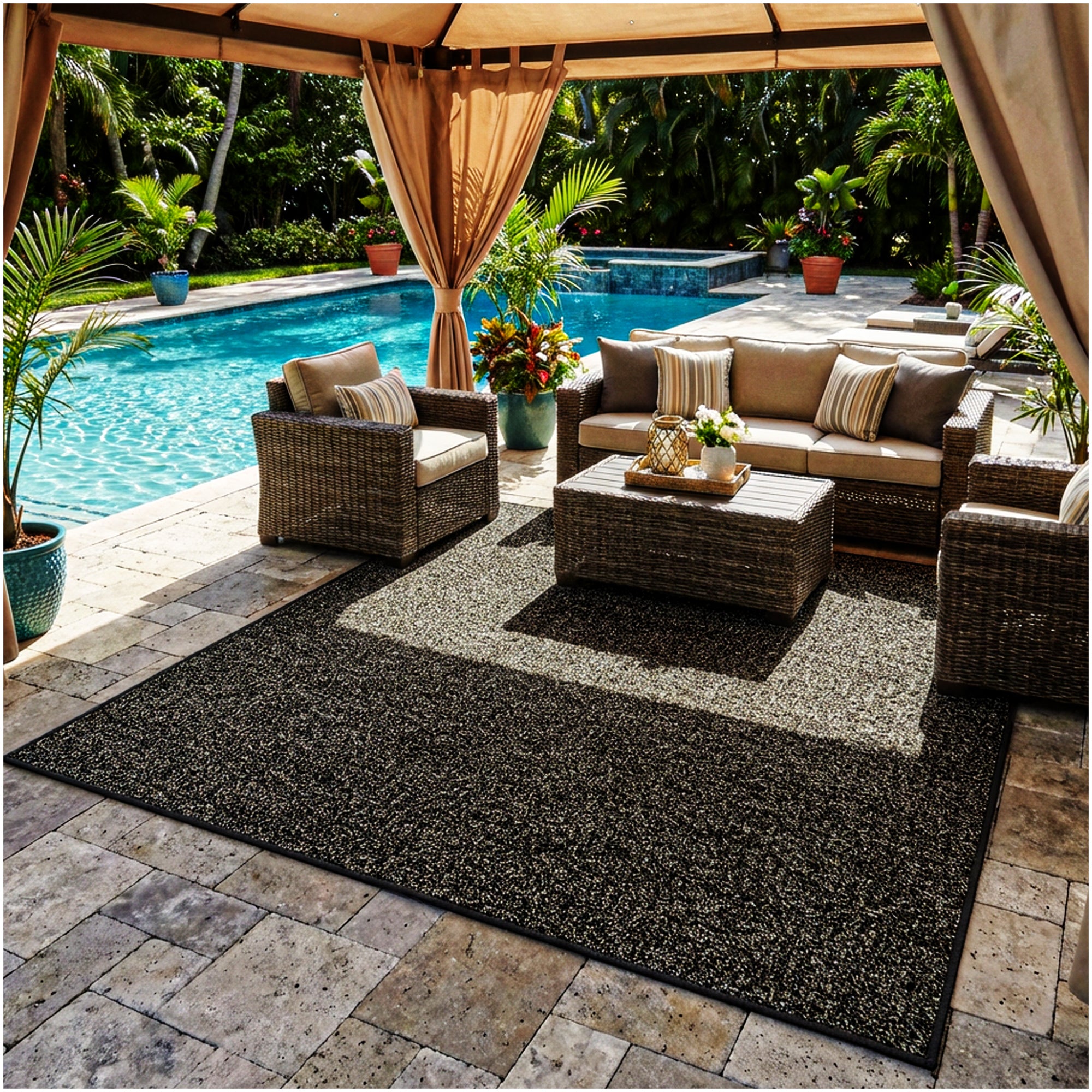 Garden Escape Indoor/Outdoor Area Rug with Premium Bound Edges – 6 Colors