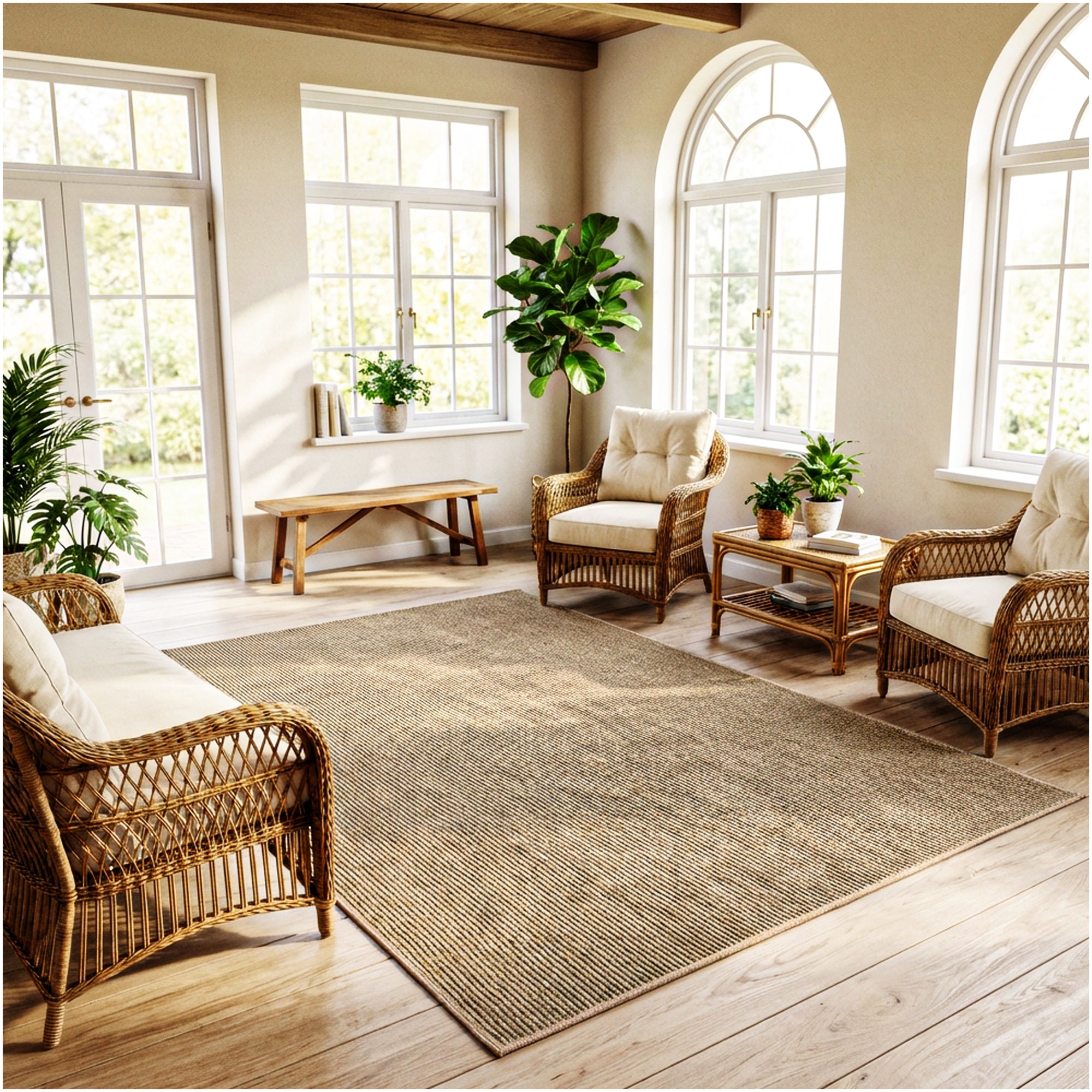 Wassaw Ribbed Indoor/Outdoor Area Rug – Lightweight PET Fiber, 6 Colors