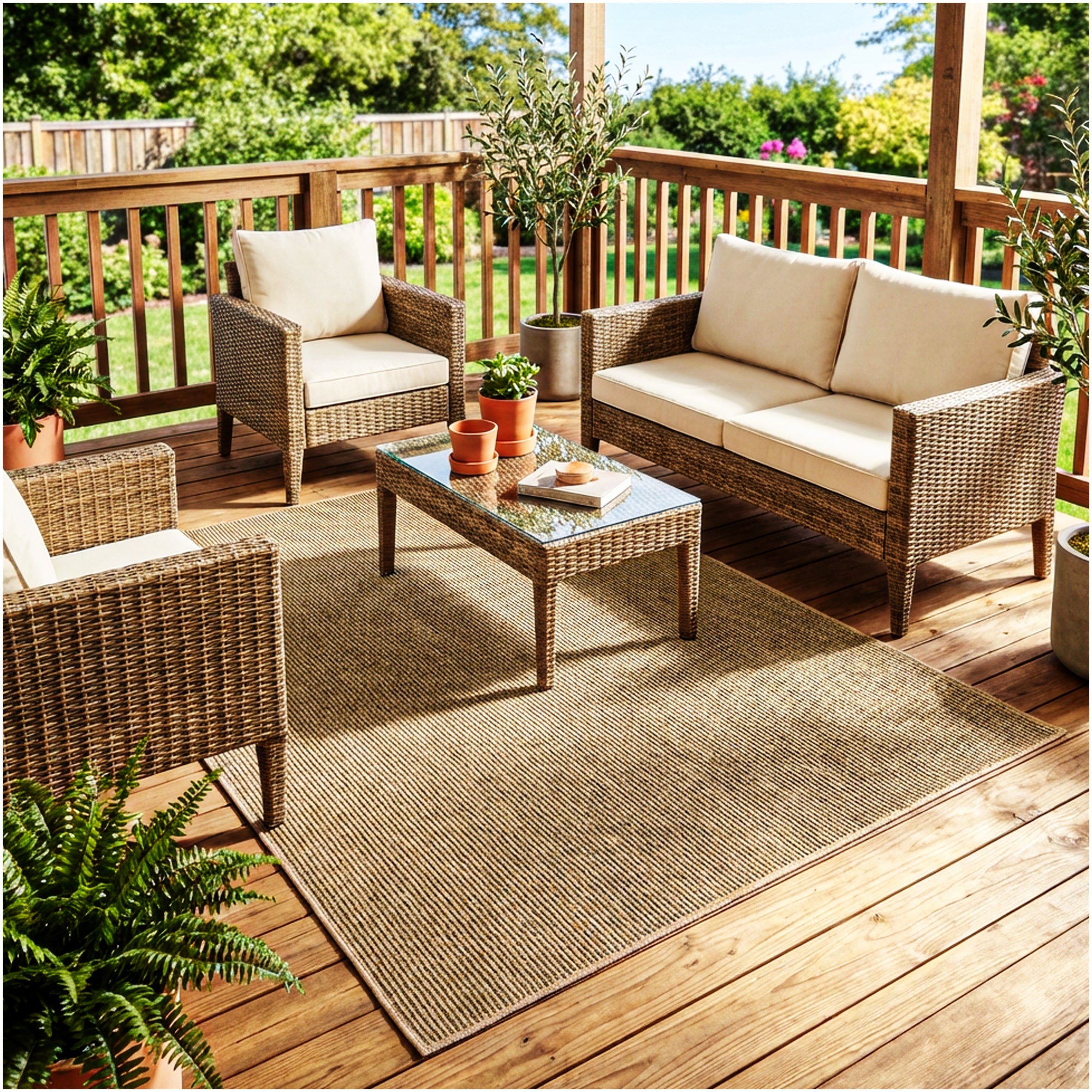 Wassaw Ribbed Indoor/Outdoor Area Rug – Lightweight PET Fiber, 6 Colors
