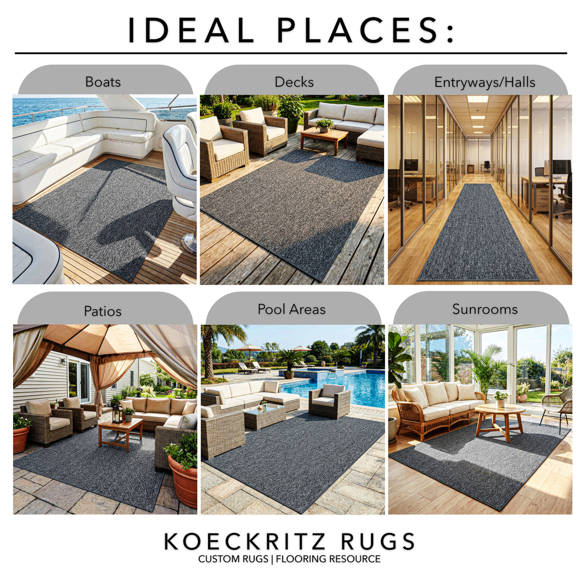 Outside Agenda Indoor Outdoor Rug | Durable Level Loop Rug in Custom Sizes