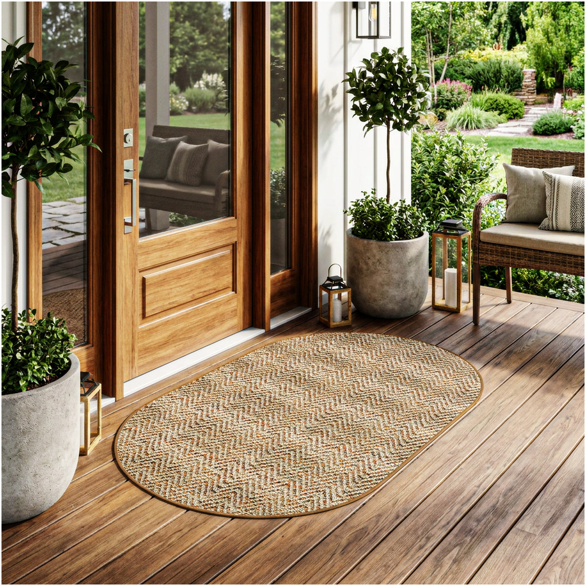Tortola Chevron Indoor-Outdoor Area Rug | Custom Sizes Available