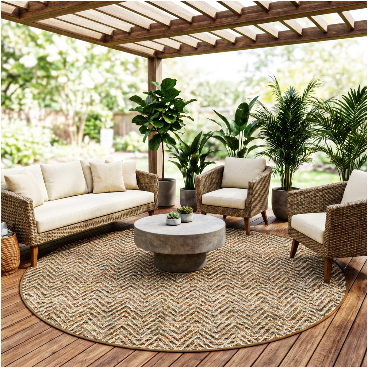 Tortola Chevron Indoor-Outdoor Area Rug | Custom Sizes Available