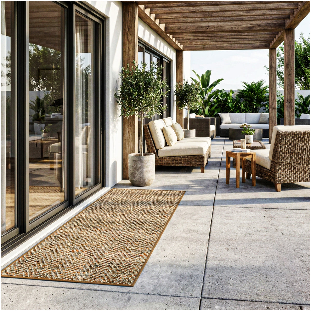 Tortola Chevron Indoor-Outdoor Area Rug | Custom Sizes Available
