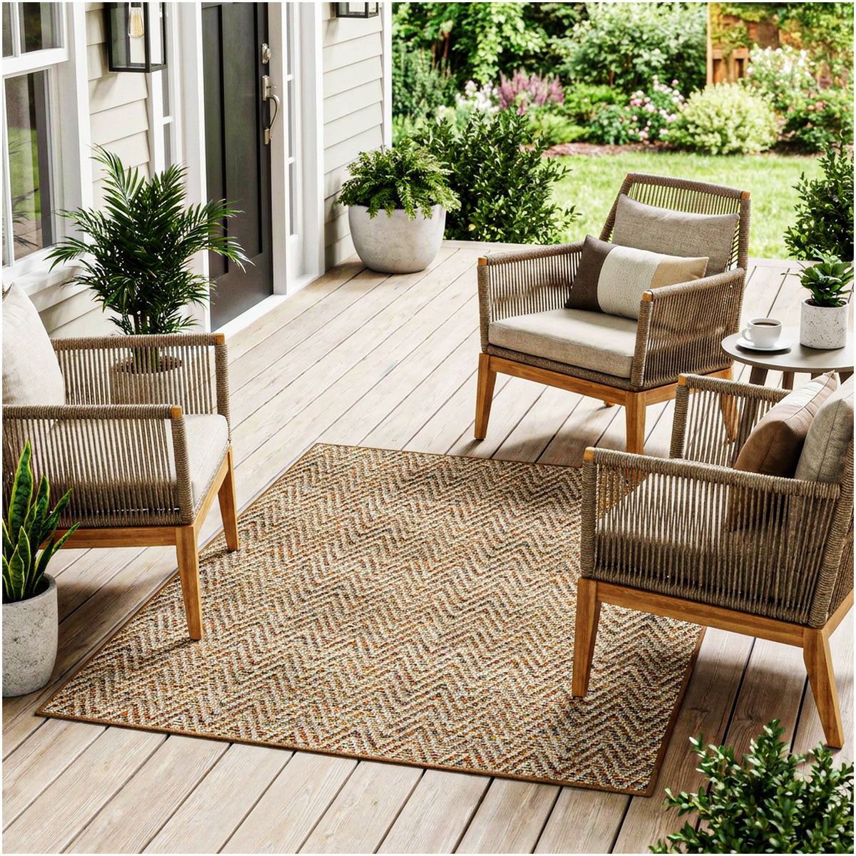 Tortola Chevron Indoor-Outdoor Area Rug | Custom Sizes Available