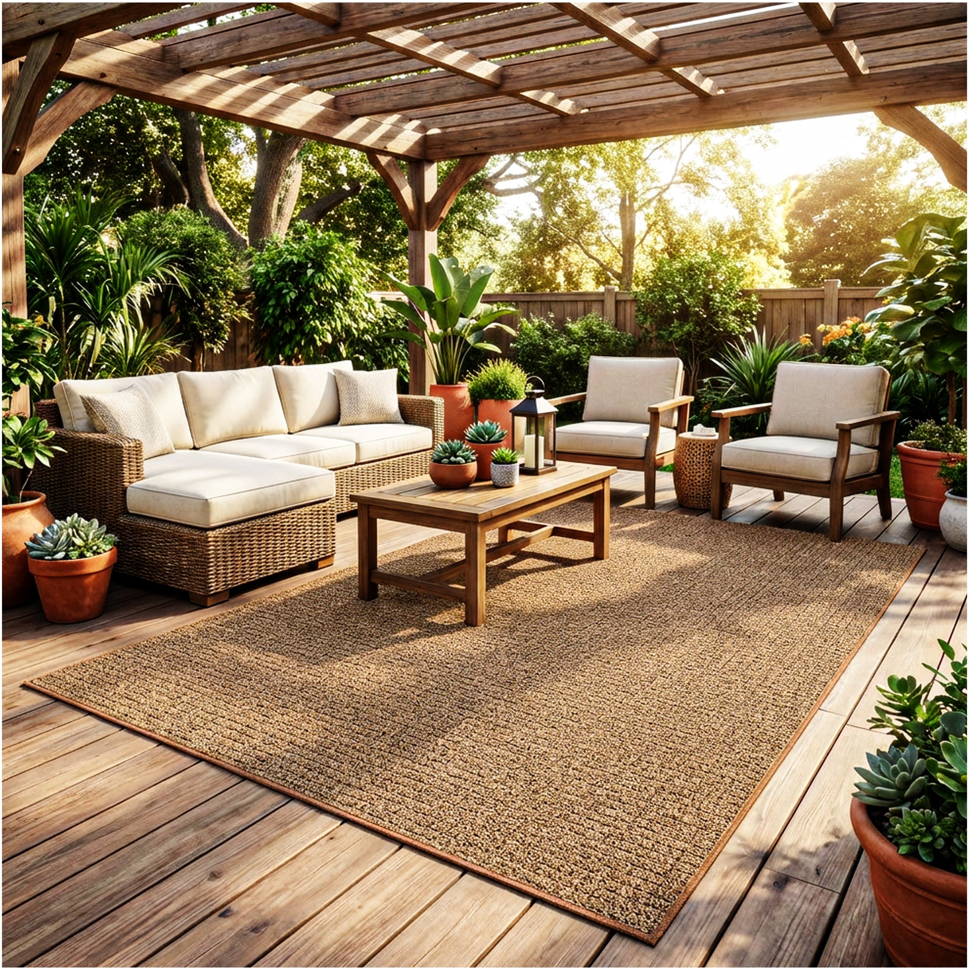 Casual Boucle Indoor/Outdoor Area Rug – Custom Sizes, 6 Colors