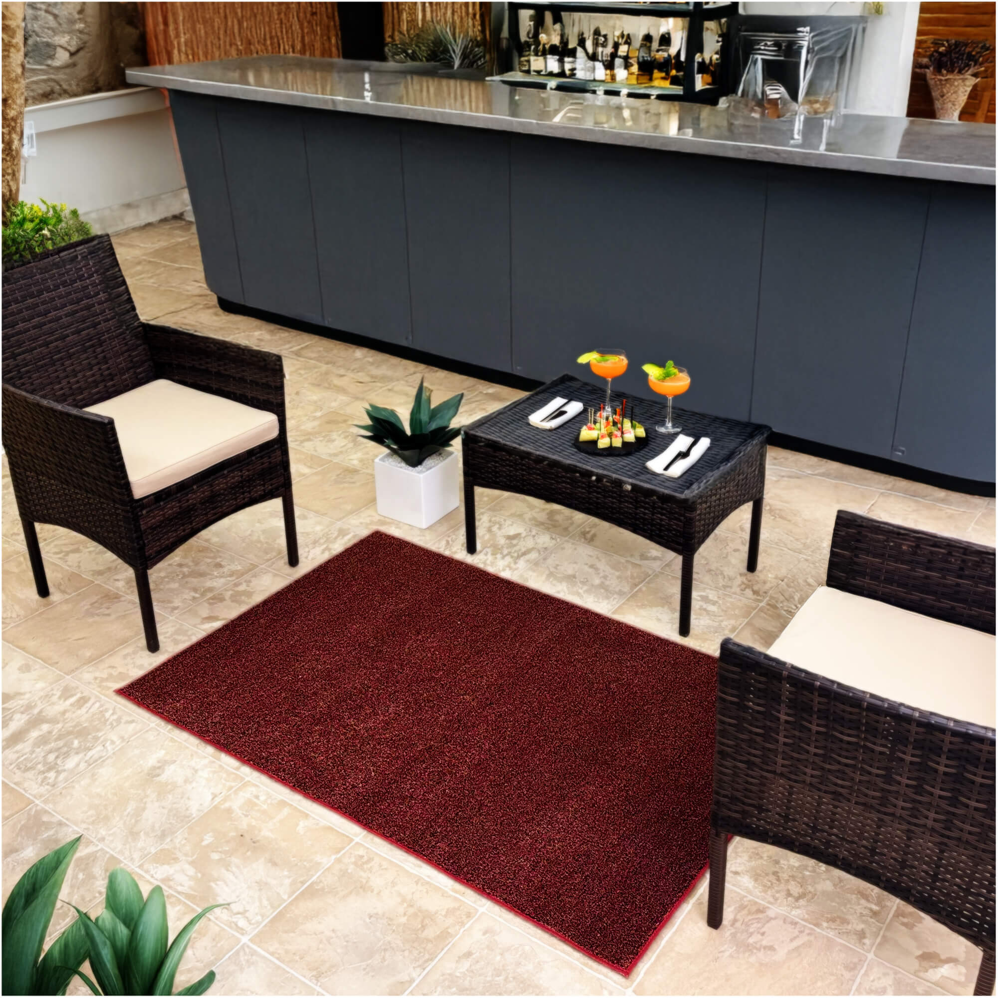Cabana Tweed Artificial Grass Turf Rug – 3/8” Thick Ultra Turf Carpet, Custom Size, 7 Colors