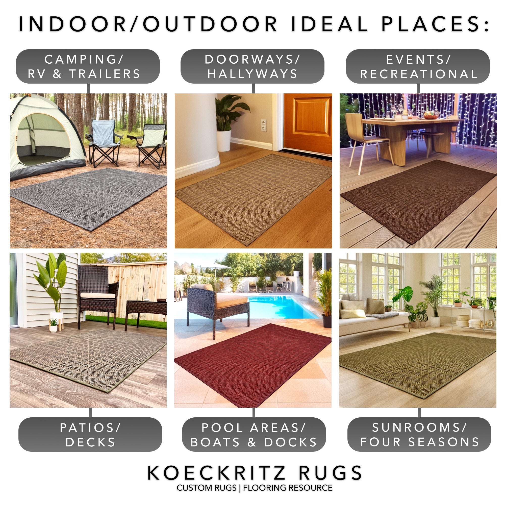 Dreamweaver Indoor/Outdoor Area Rug | Custom Size & Shape, 1/4" Thick