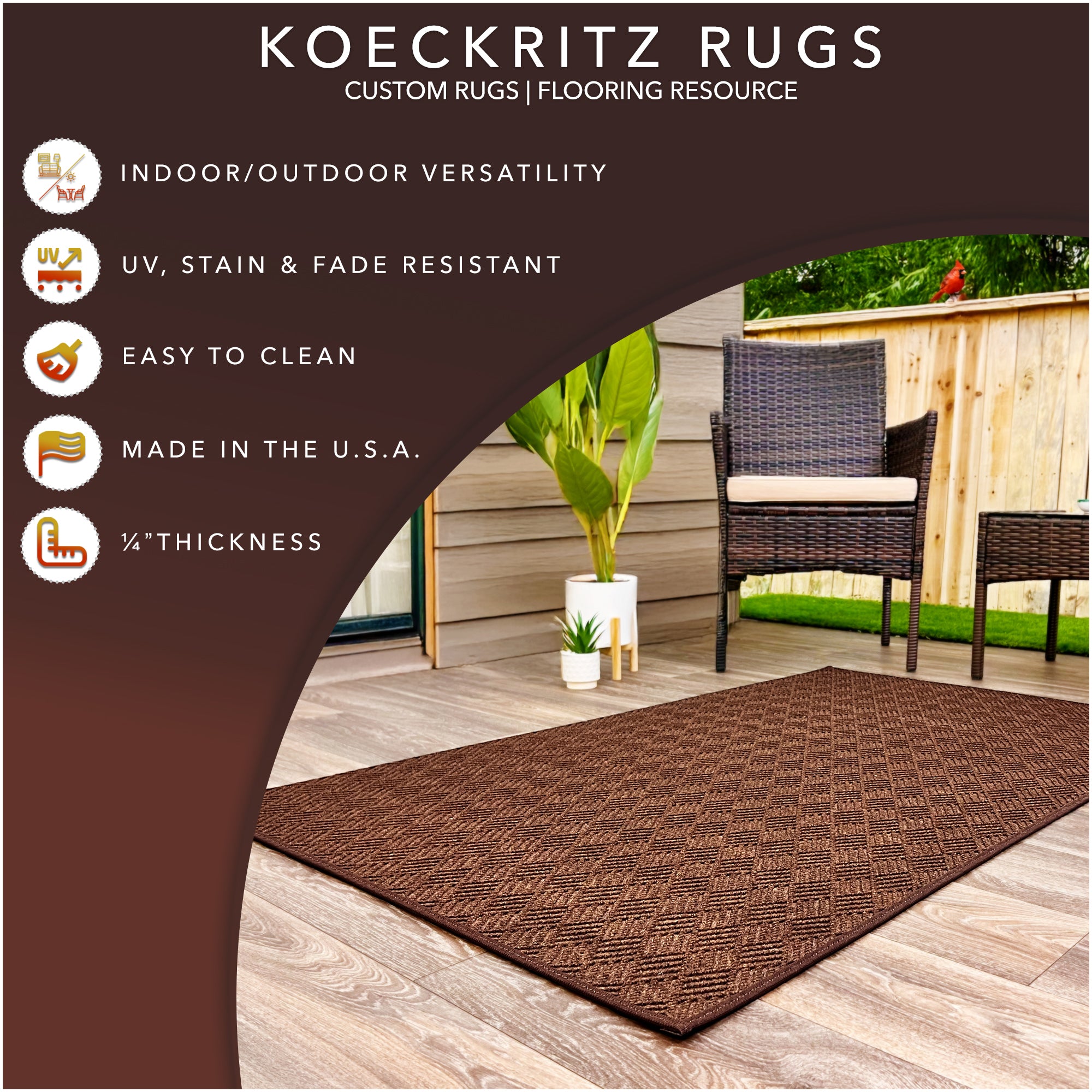 Dreamweaver Indoor/Outdoor Area Rug | Custom Size & Shape, 1/4" Thick