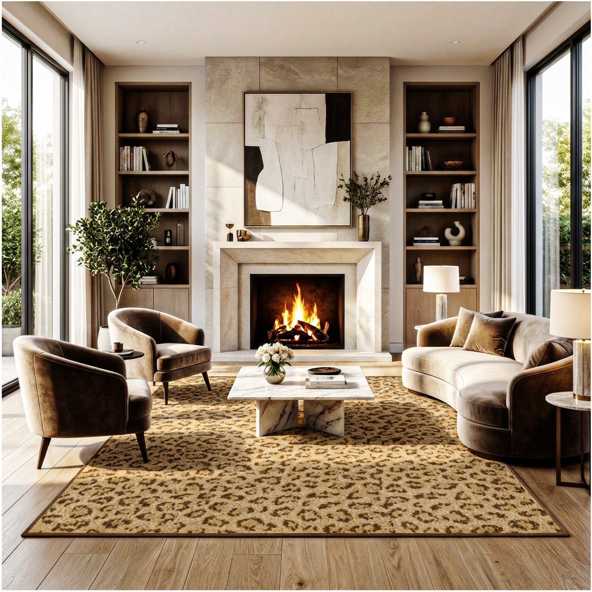 Milliken Exotic Touch Leopard Indoor Area Rug – 40 oz Cut Pile, Custom Sizes & Colors