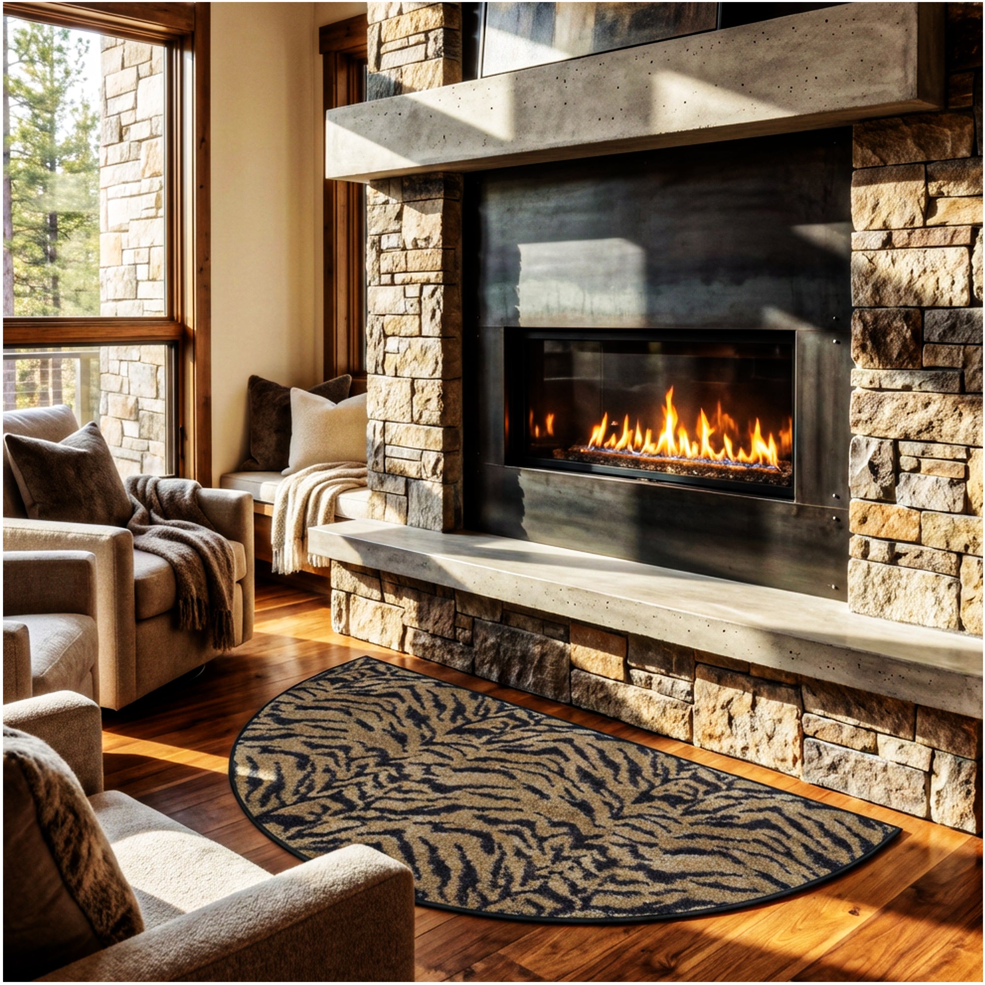 Exotic Journey Domo Tiger Pattern Indoor Area Rug – Custom Sizes