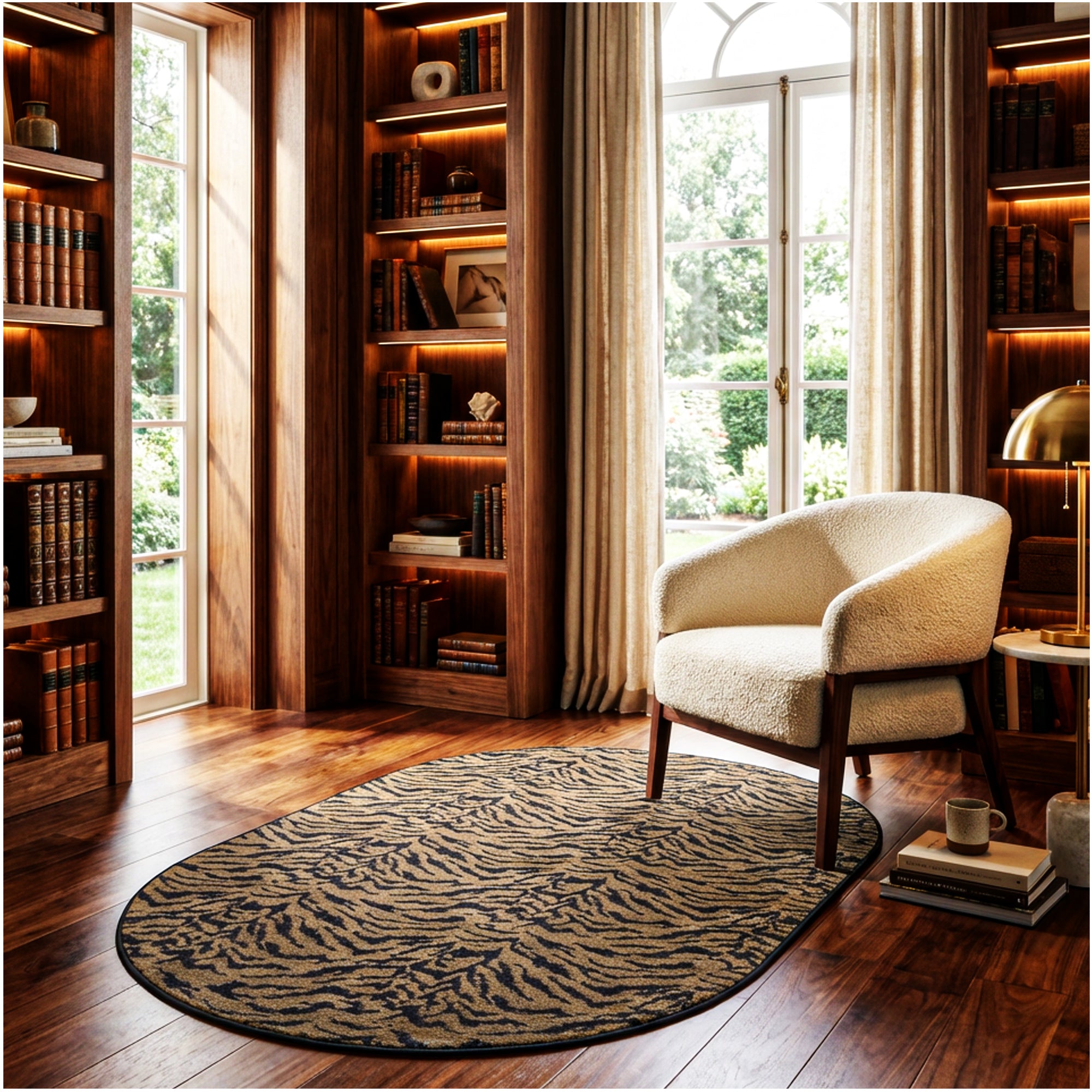 Exotic Journey Domo Tiger Pattern Indoor Area Rug – Custom Sizes