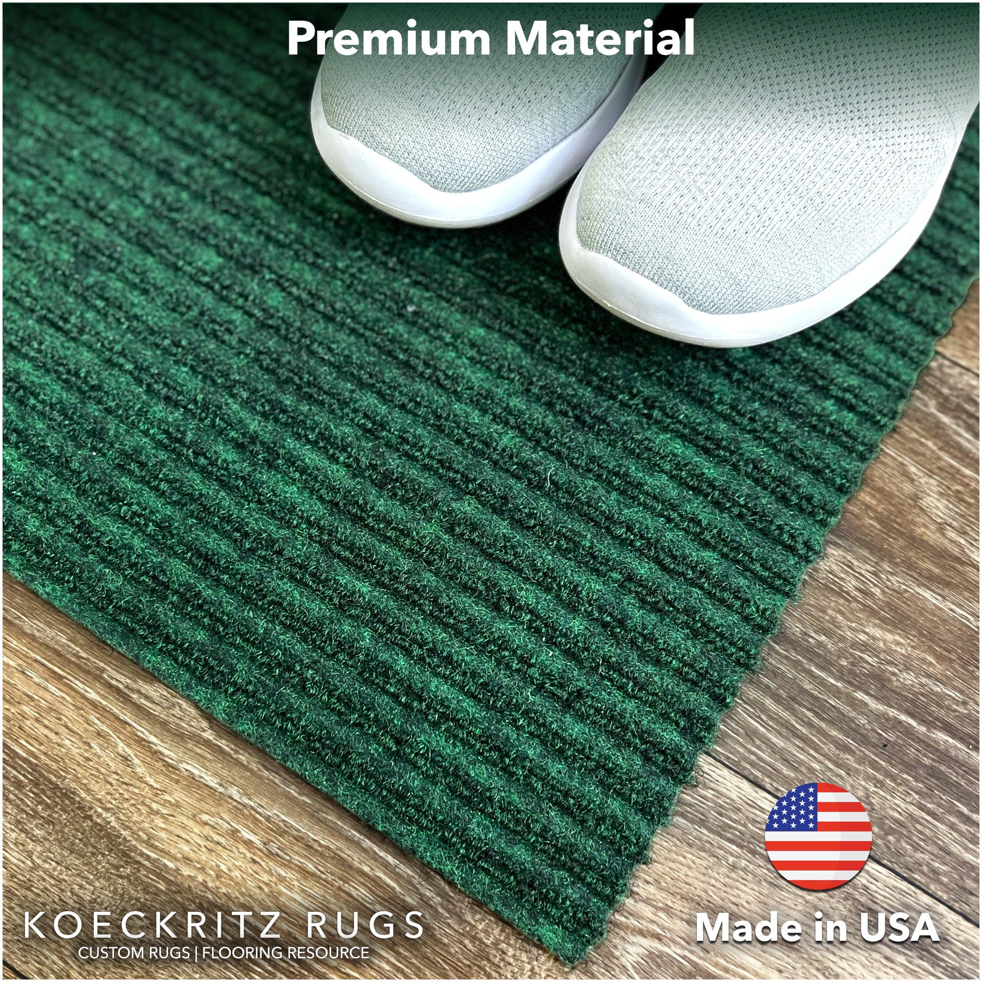 Inspiration Indoor-Outdoor Emerald Green 5’ x 8’ Area Rug – Rubber Back Non-Slip