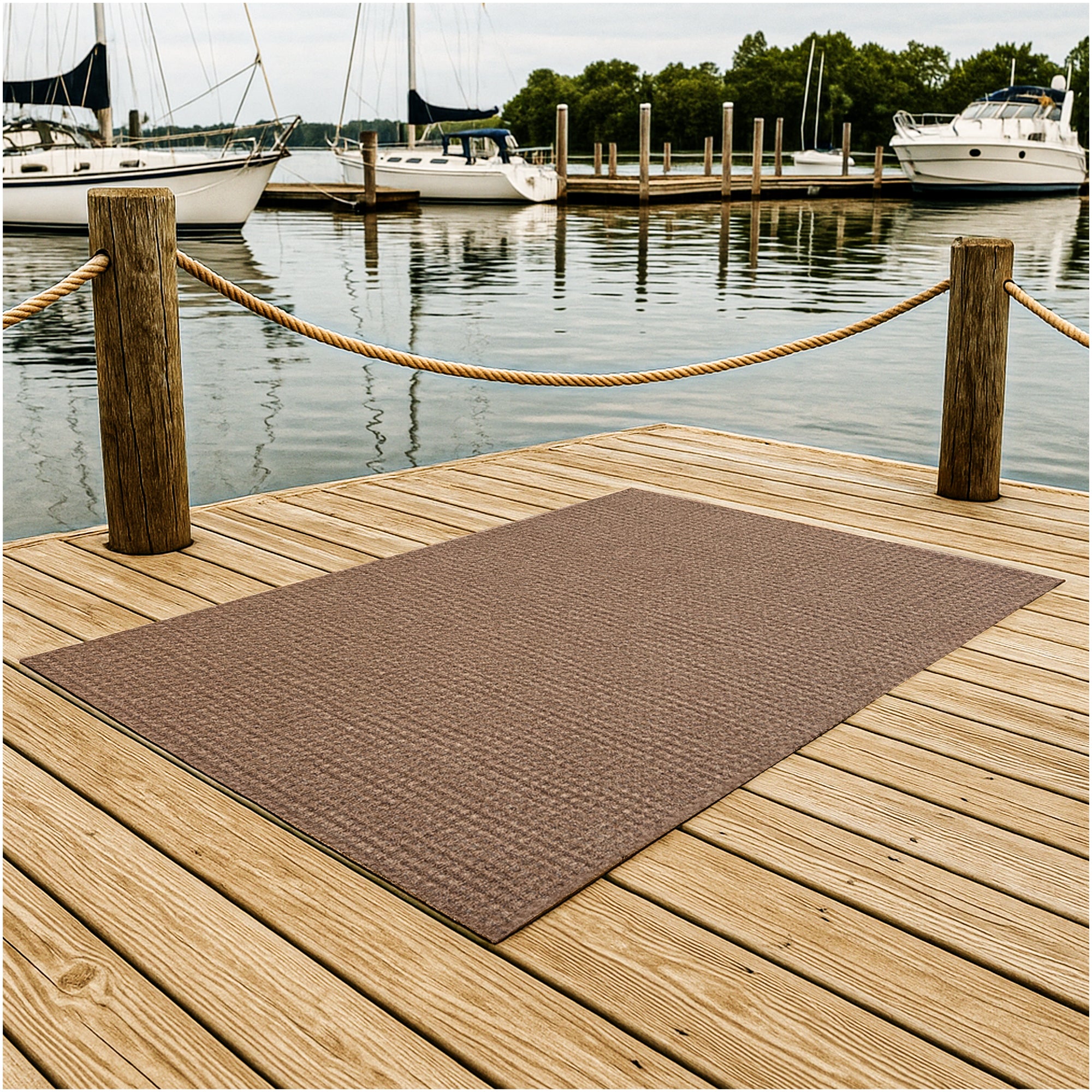 Interlace Waffle Pattern Indoor & Outdoor Rug – Eco-Friendly PET Fiber, Custom Sizes