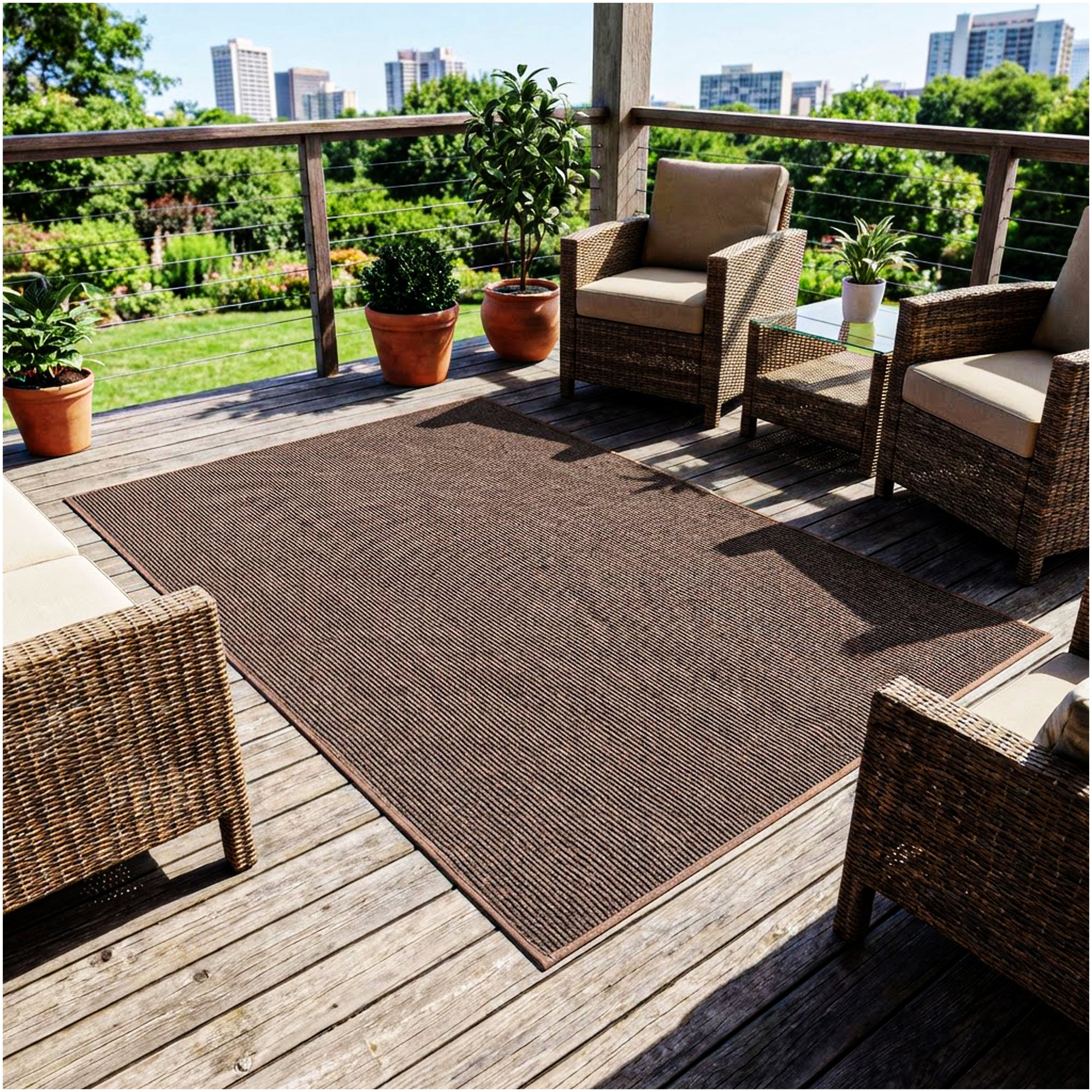 Wassaw Ribbed Indoor/Outdoor Area Rug – Lightweight PET Fiber, 6 Colors