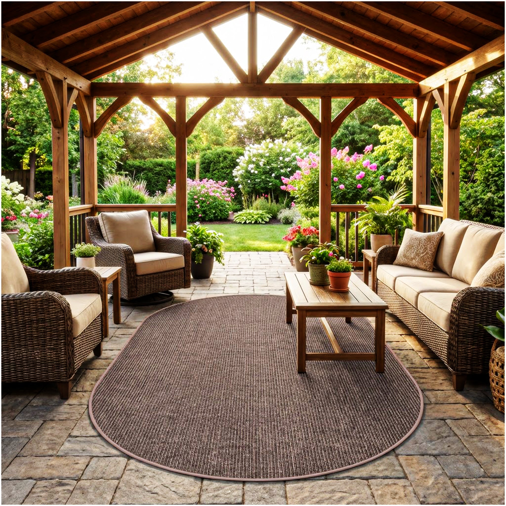 Wassaw Ribbed Indoor/Outdoor Area Rug – Lightweight PET Fiber, 6 Colors