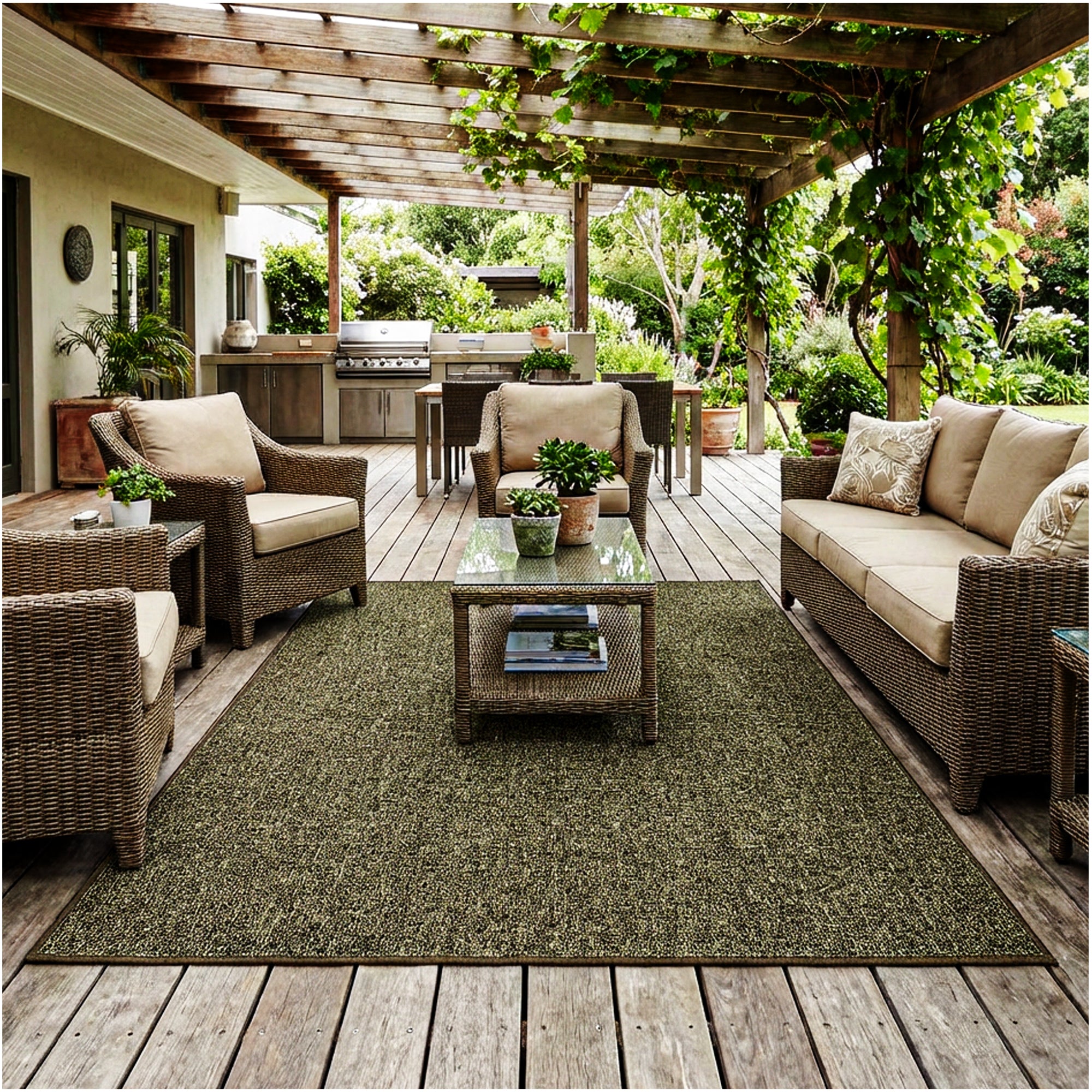 Casual Boucle Indoor/Outdoor Area Rug – Custom Sizes, 6 Colors