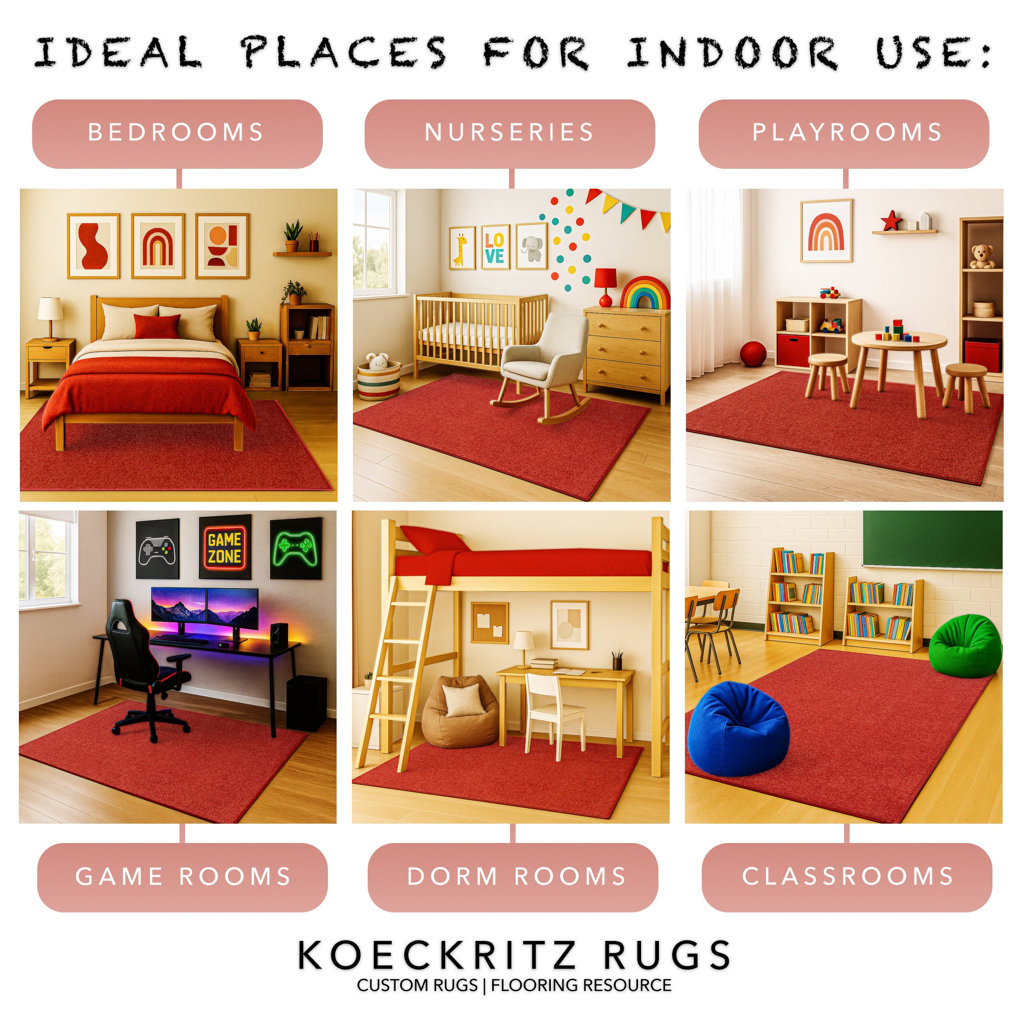 Kid Crossing Soft Area Rug – Colorful Collection, Custom Sizes Available