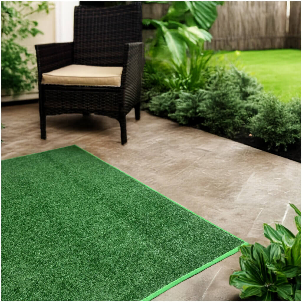 Turftime Artificial Grass Rug – Brown & Green, Custom Sizes