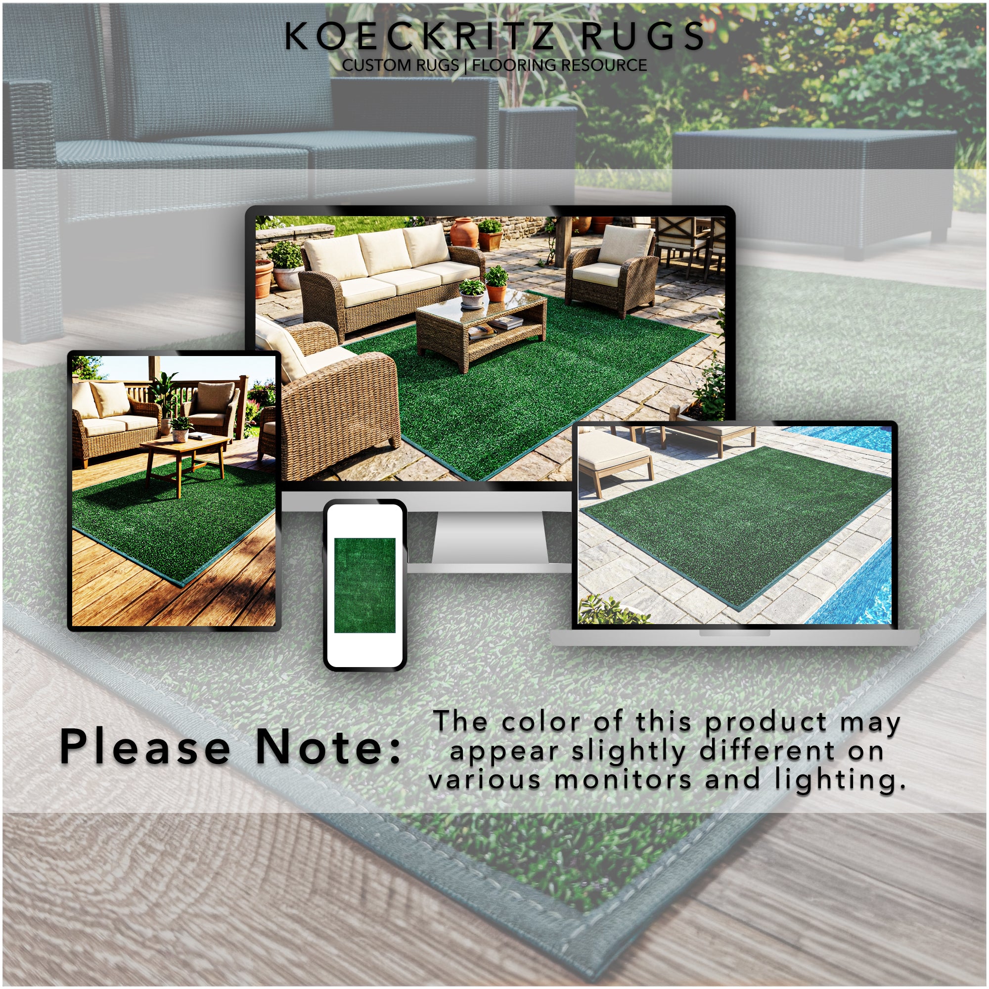 Indoor/Outdoor Artificial Grass Rugs – Lightweight, Standard Sizes, 6 Colors
