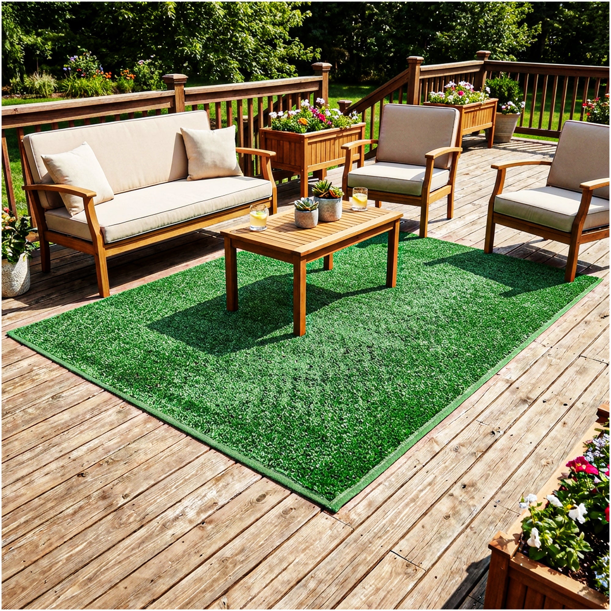 Indoor/Outdoor Artificial Grass Rugs – Lightweight, Standard Sizes, 6 Colors