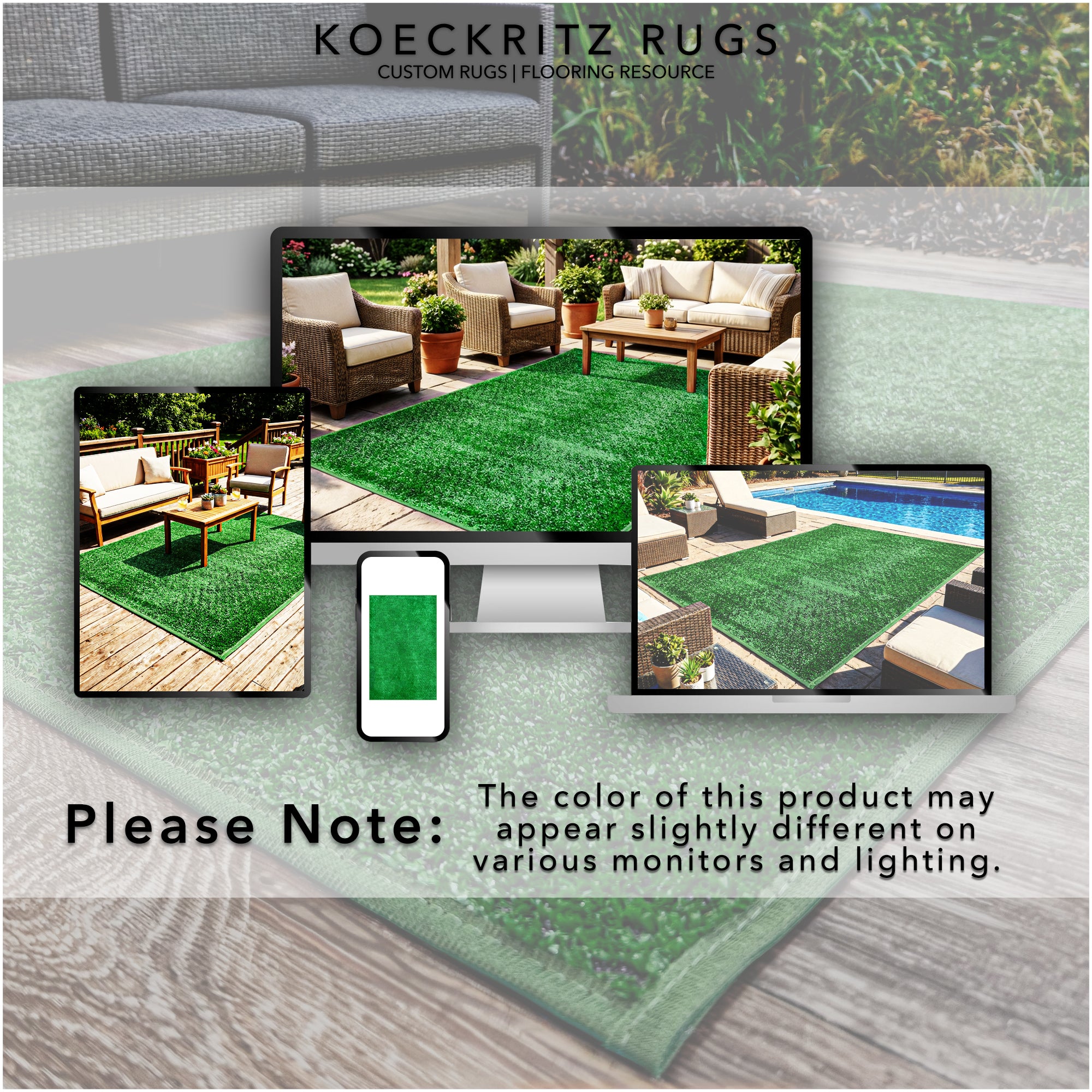 Indoor/Outdoor Artificial Grass Rugs – Lightweight, Standard Sizes, 6 Colors
