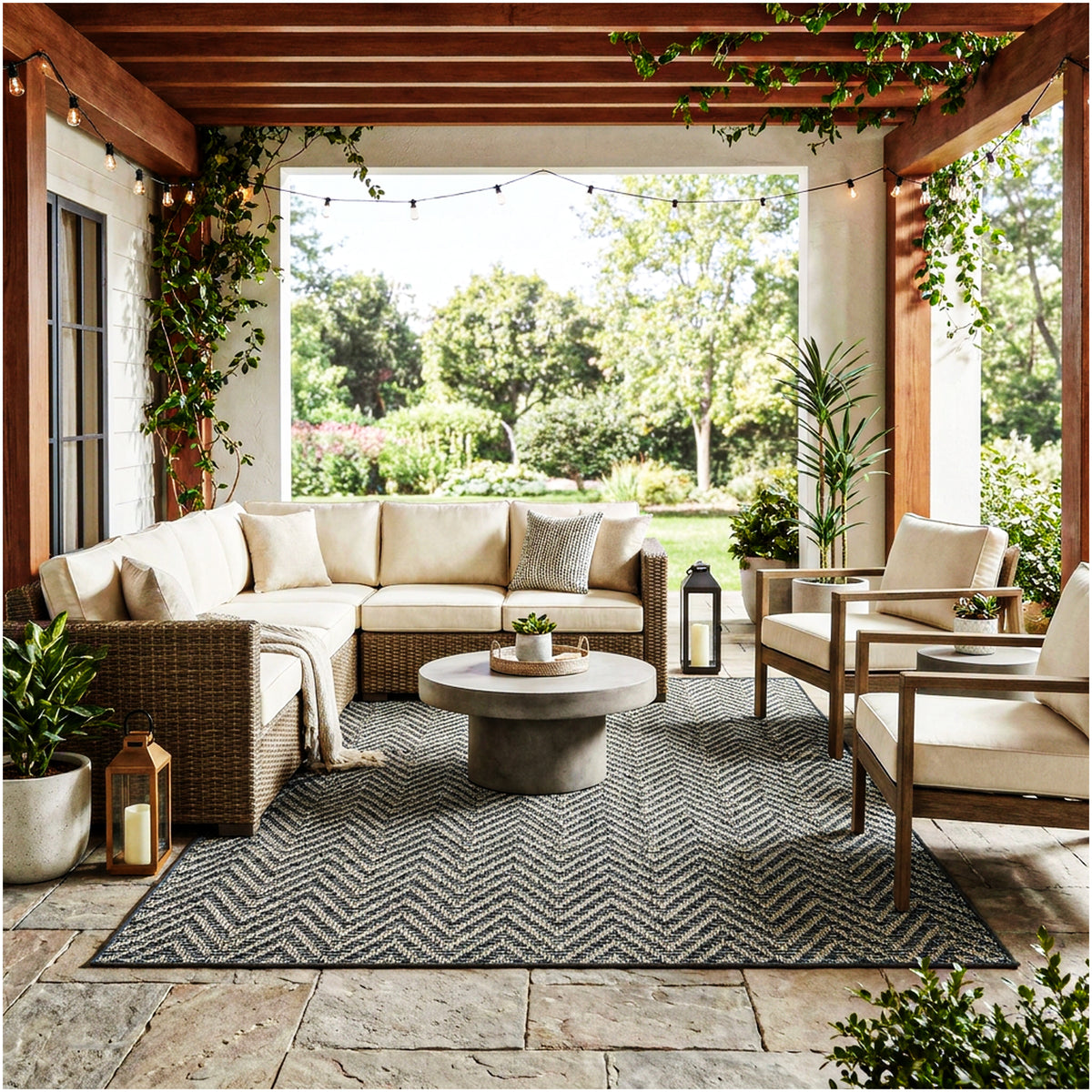 Tortola Chevron Indoor-Outdoor Area Rug | Custom Sizes Available