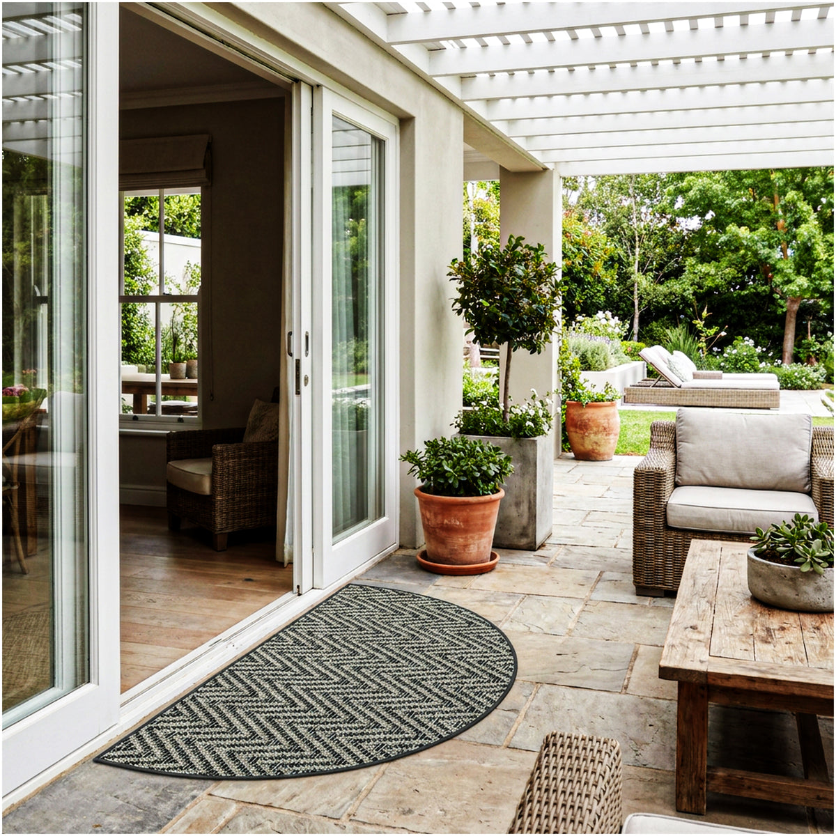 Tortola Chevron Indoor-Outdoor Area Rug | Custom Sizes Available