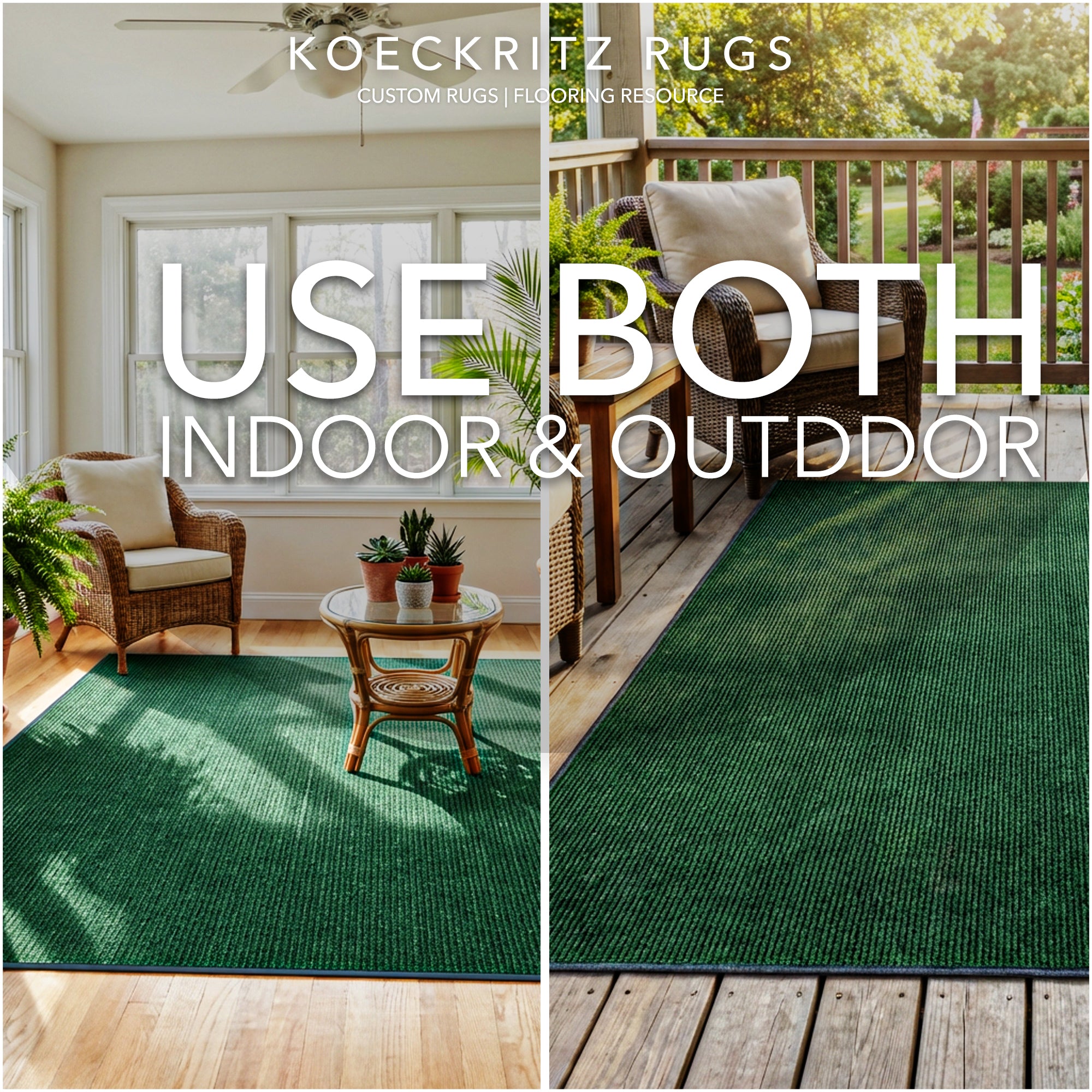 Wassaw Ribbed Indoor/Outdoor Area Rug – Lightweight PET Fiber, 6 Colors