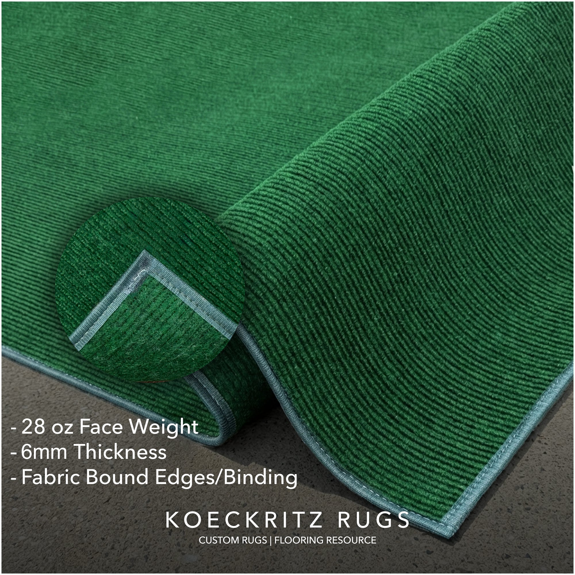Wassaw Ribbed Indoor/Outdoor Area Rug – Lightweight PET Fiber, 6 Colors